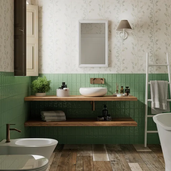 salle de bain style campagne chic par Leroy Merlin