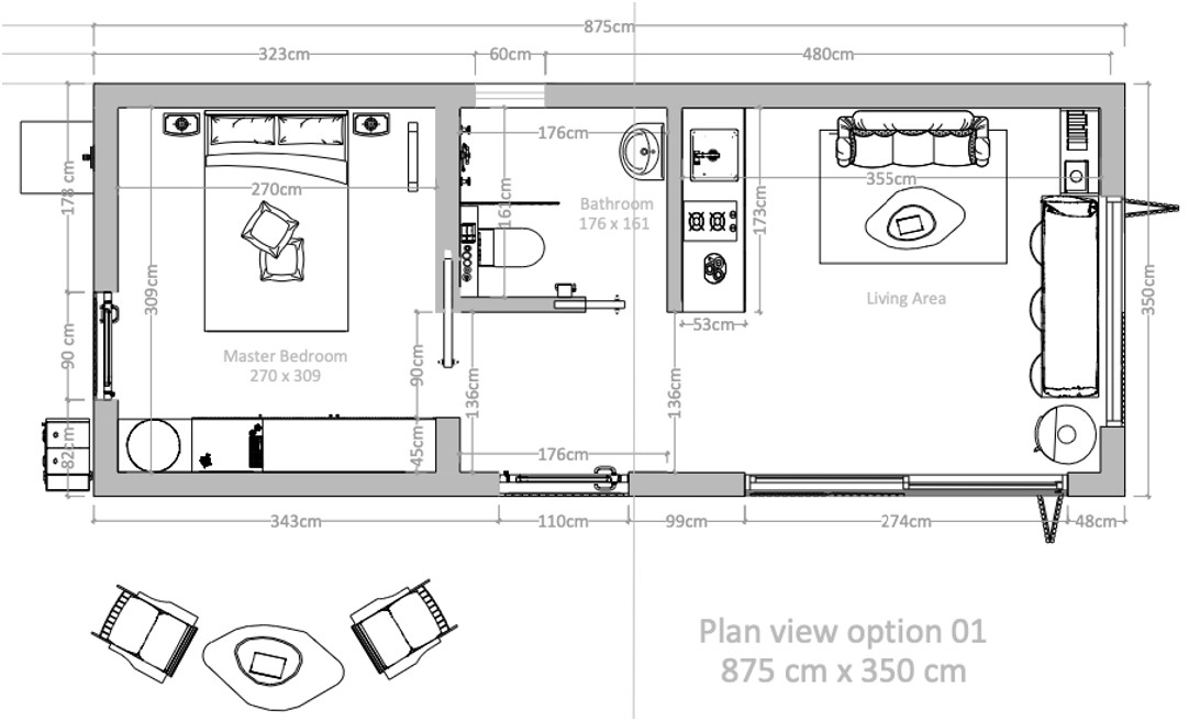 plan petite maison de 30m2 en bois Yruma