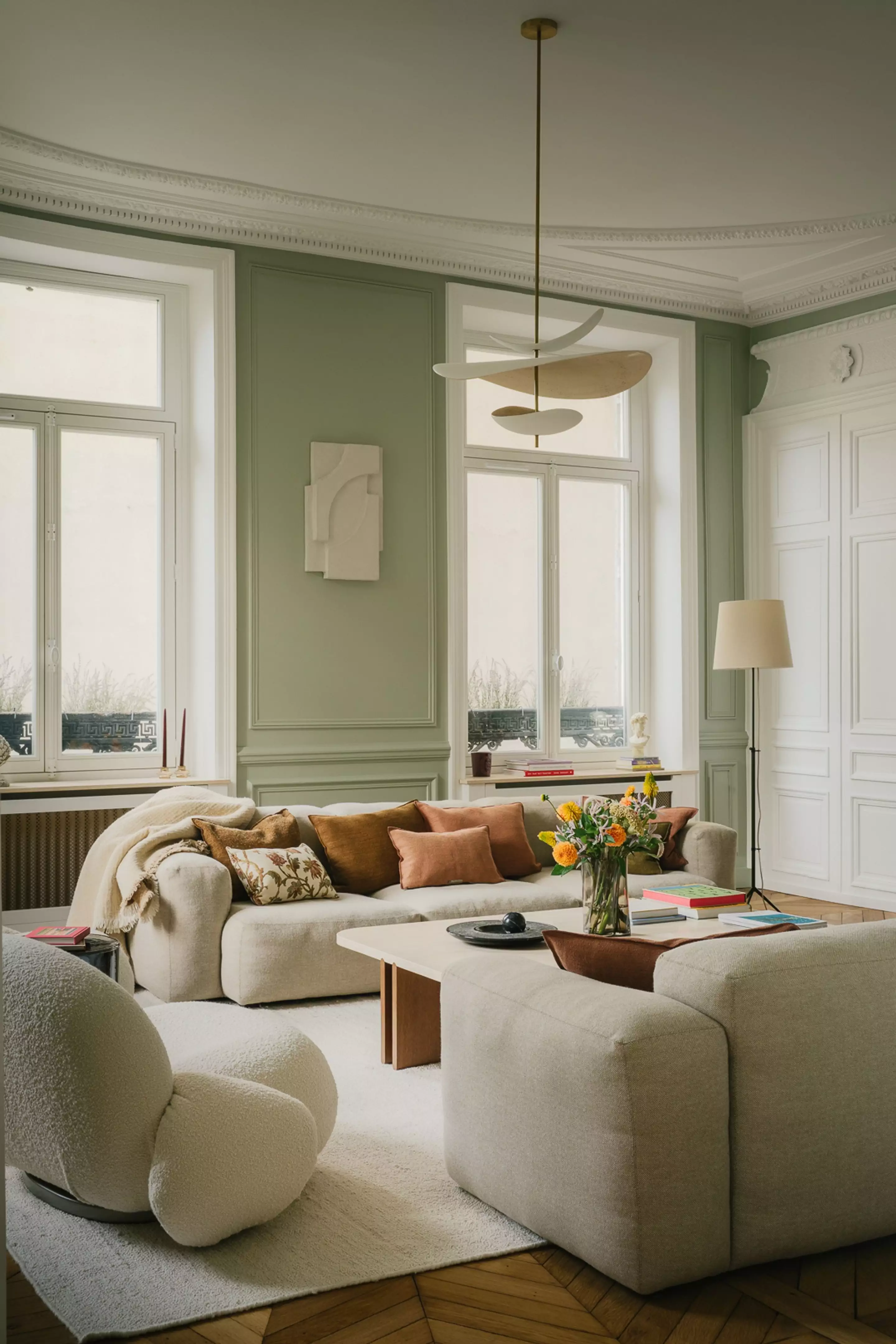 salon murs verts