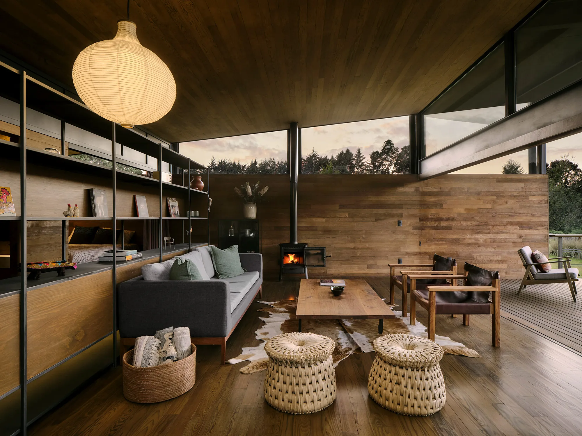 salon maison en bois décoration contemporaine