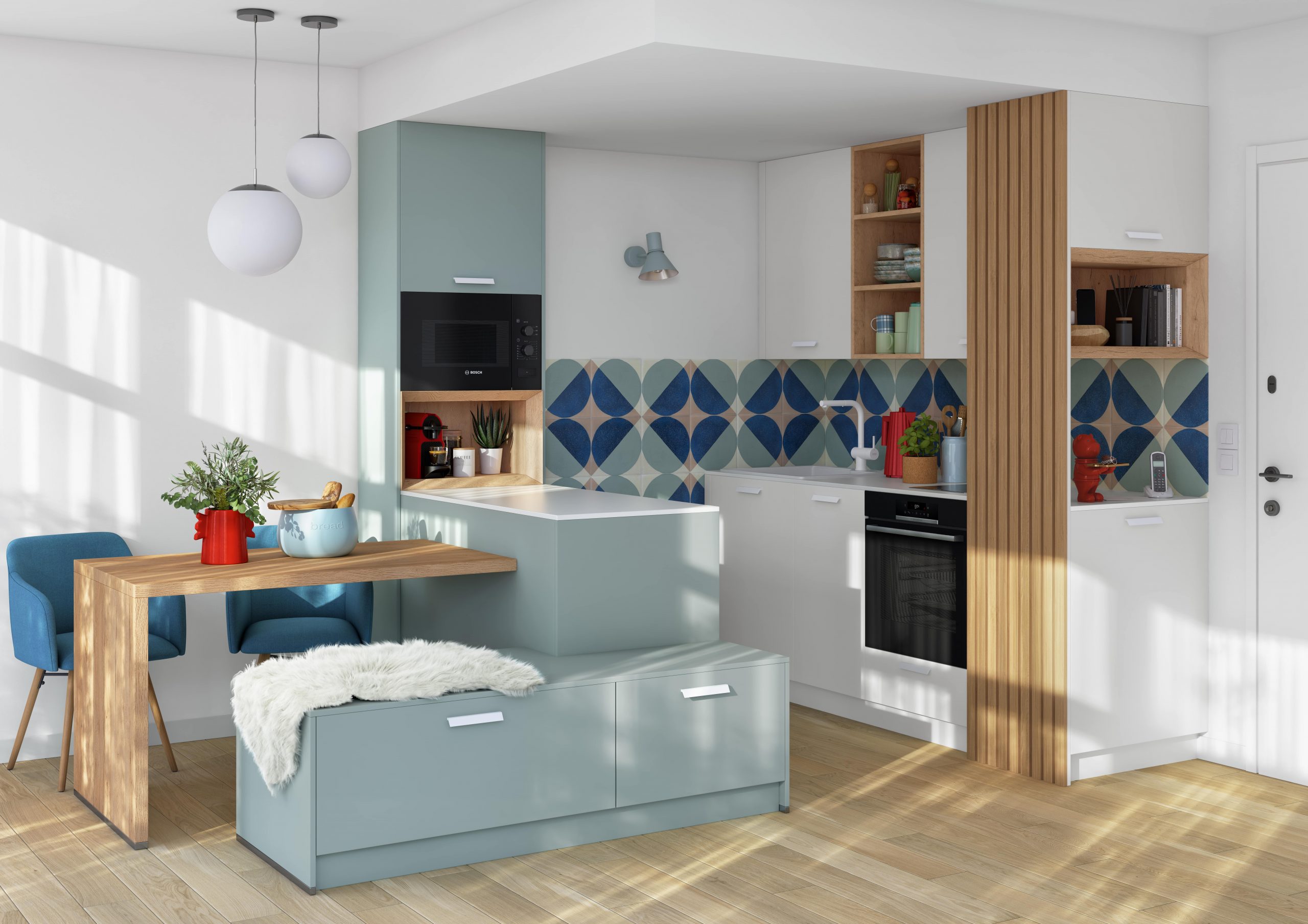 petite cuisine bleue design en angle modèle Newtown Cuisine Plus petite cuisine bleue design en angle modèle Newtown Cuisine Plus