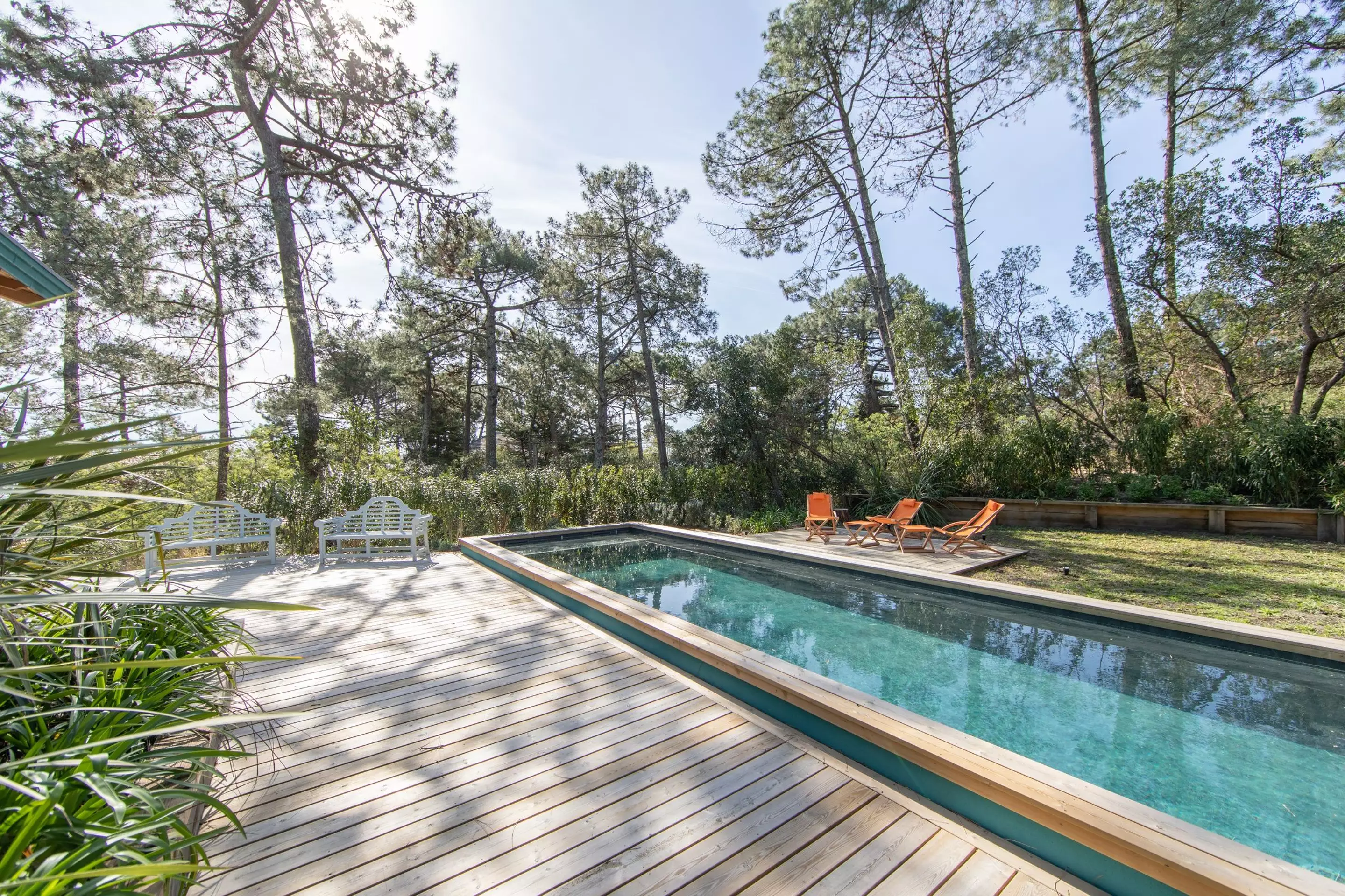 jardin avec piscine maison en bois le Cap Ferret villa Persan jardin avec piscine maison en bois le Cap Ferret villa Persan