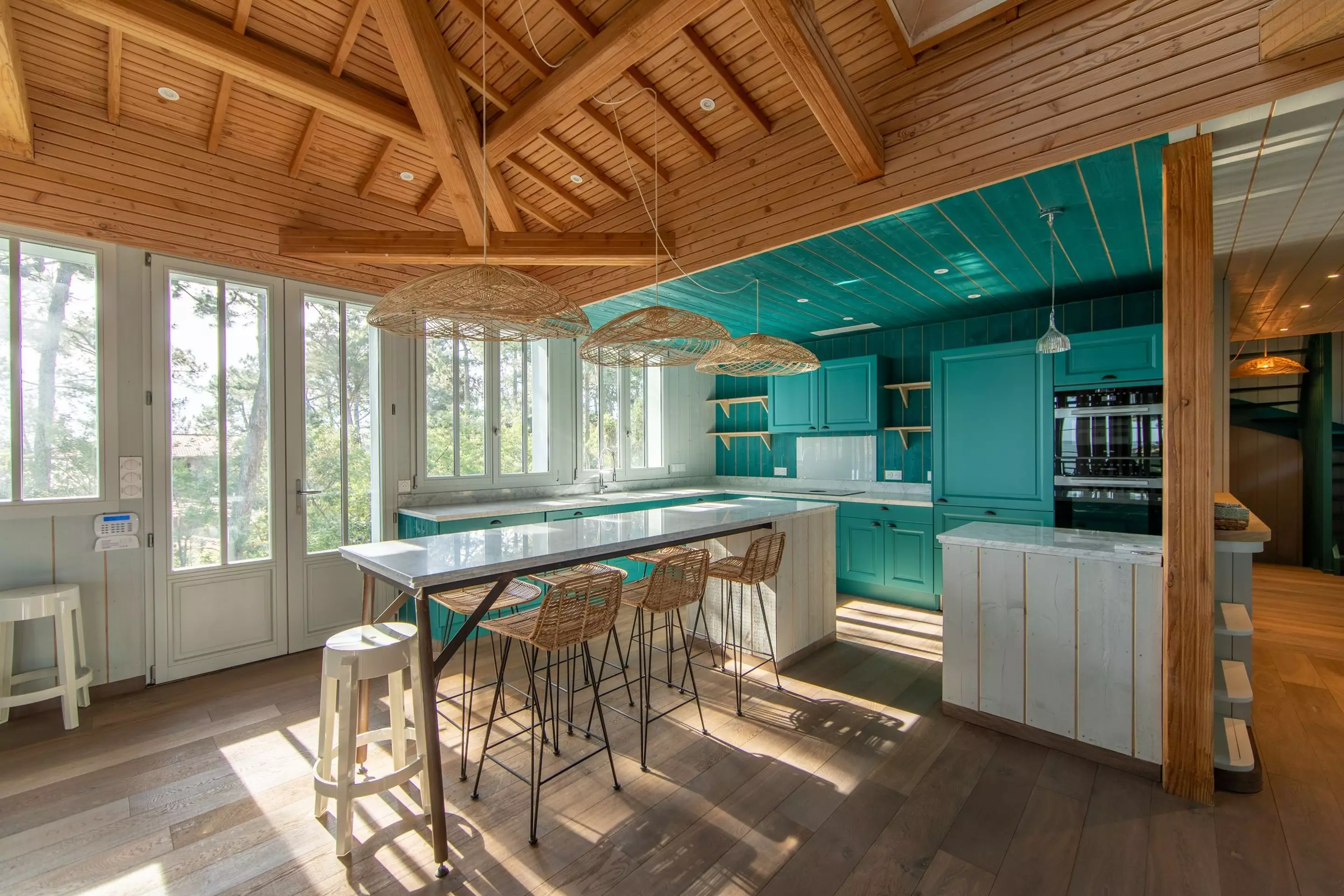 cuisine turquoise le Cap Ferret villa Persan cuisine turquoise le Cap Ferret villa Persan