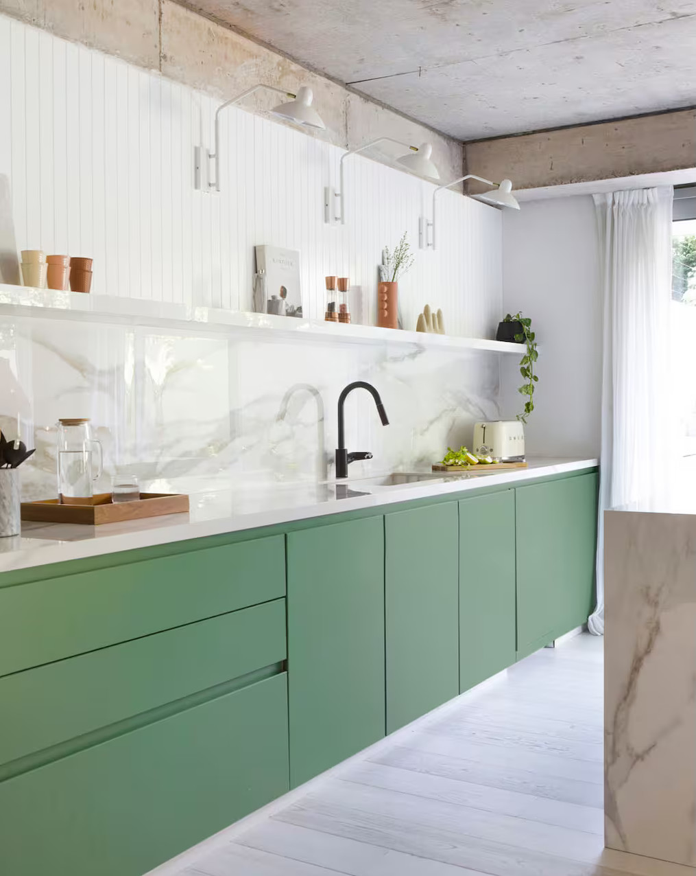 cuisine verte plafond béton décoration design cuisine verte plafond béton décoration design