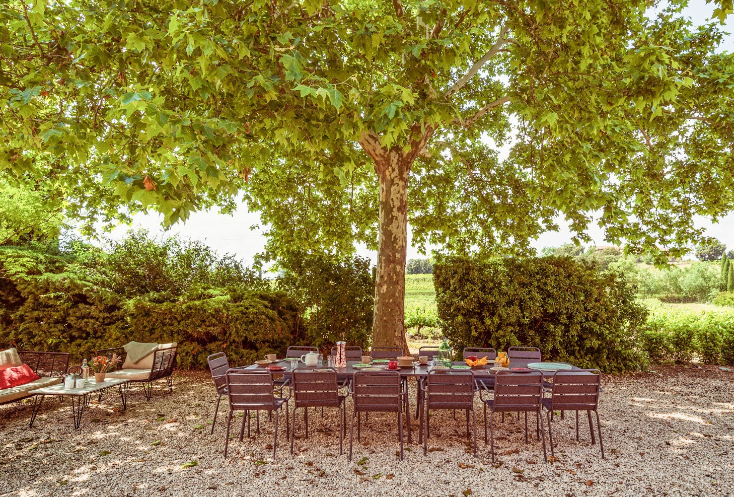 jardin avec gravillons maison en pierres Luberon Provence jardin avec gravillons maison en pierres Luberon Provence