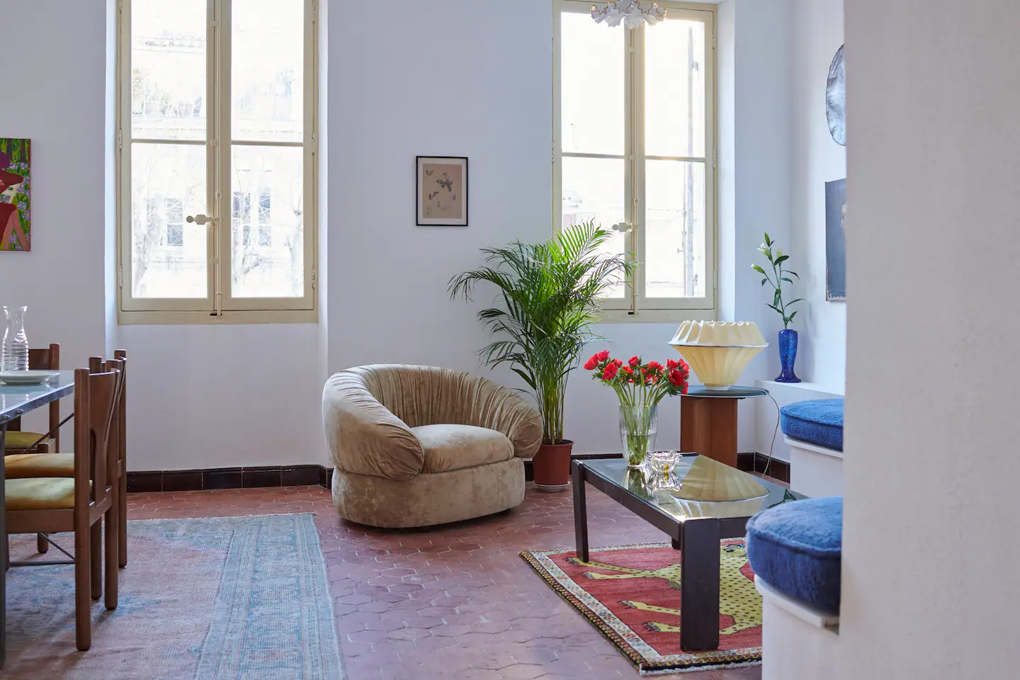 salon décoration vintage appartement de 75m2 à Marseille