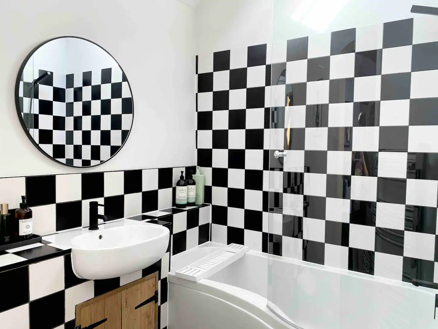 salle de bain carrelage damier noir et blanc salle de bain carrelage damier noir et blanc