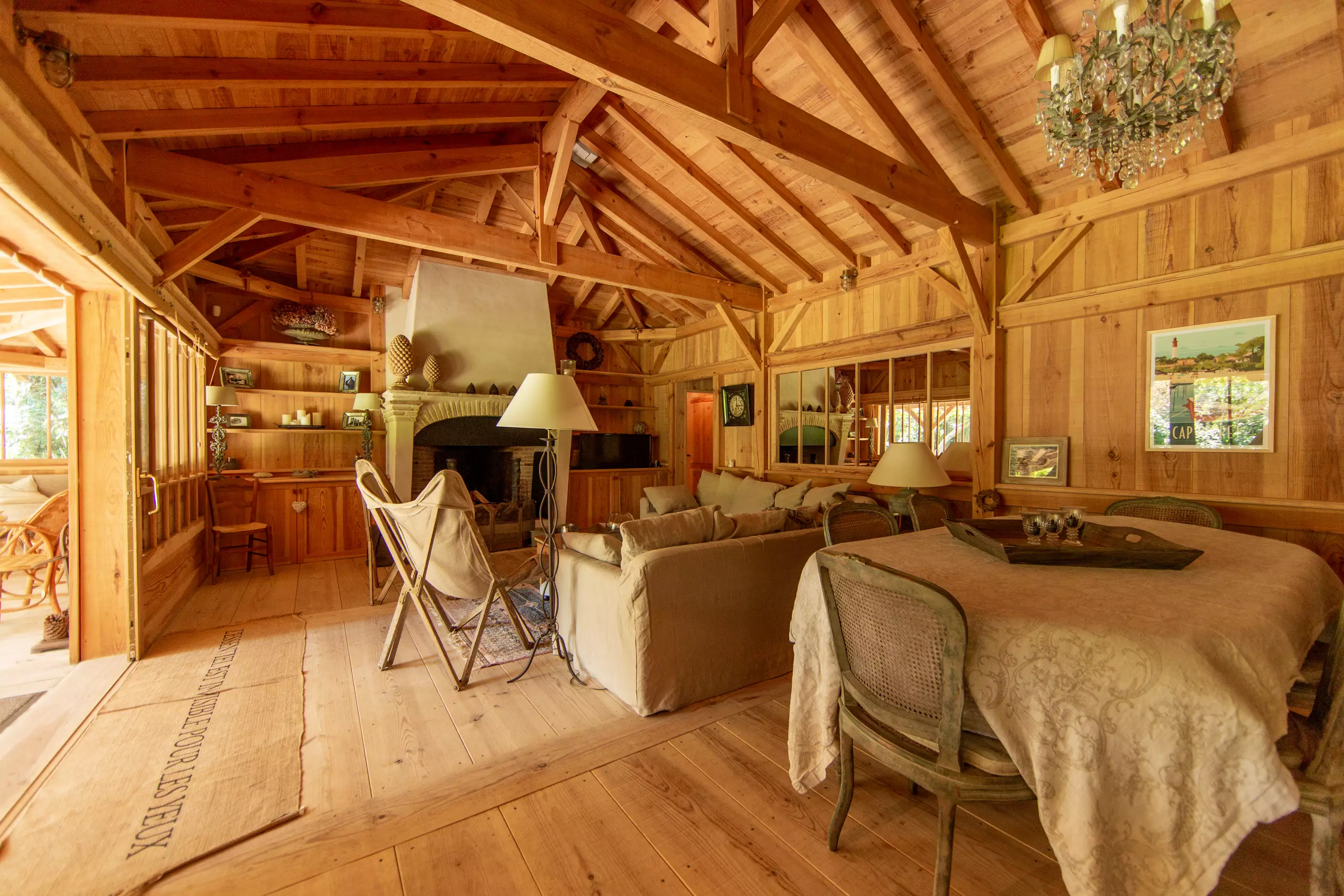 salon maison en bois à louer Cap Ferret 