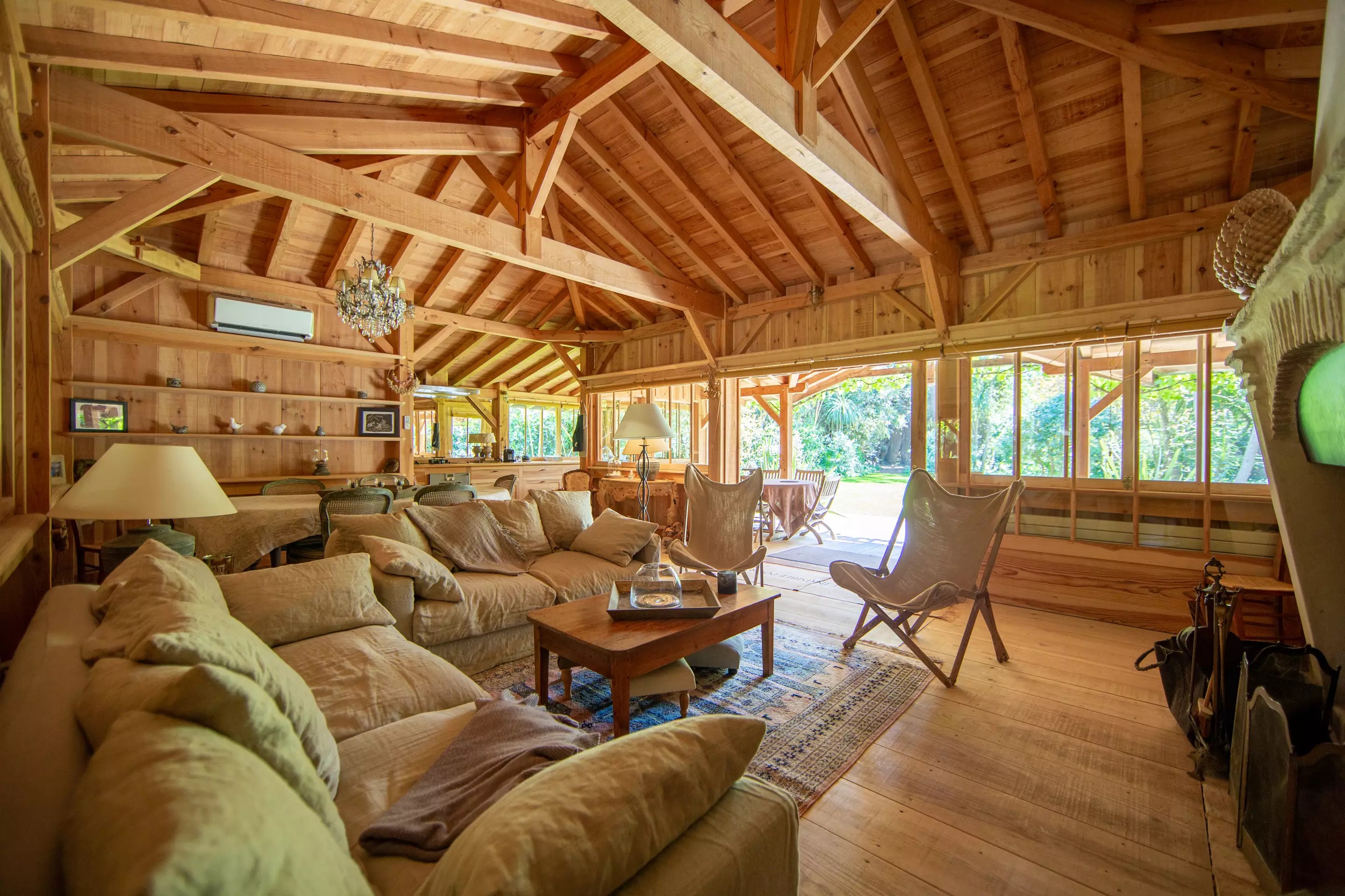 salon maison en bois à louer Cap Ferret 