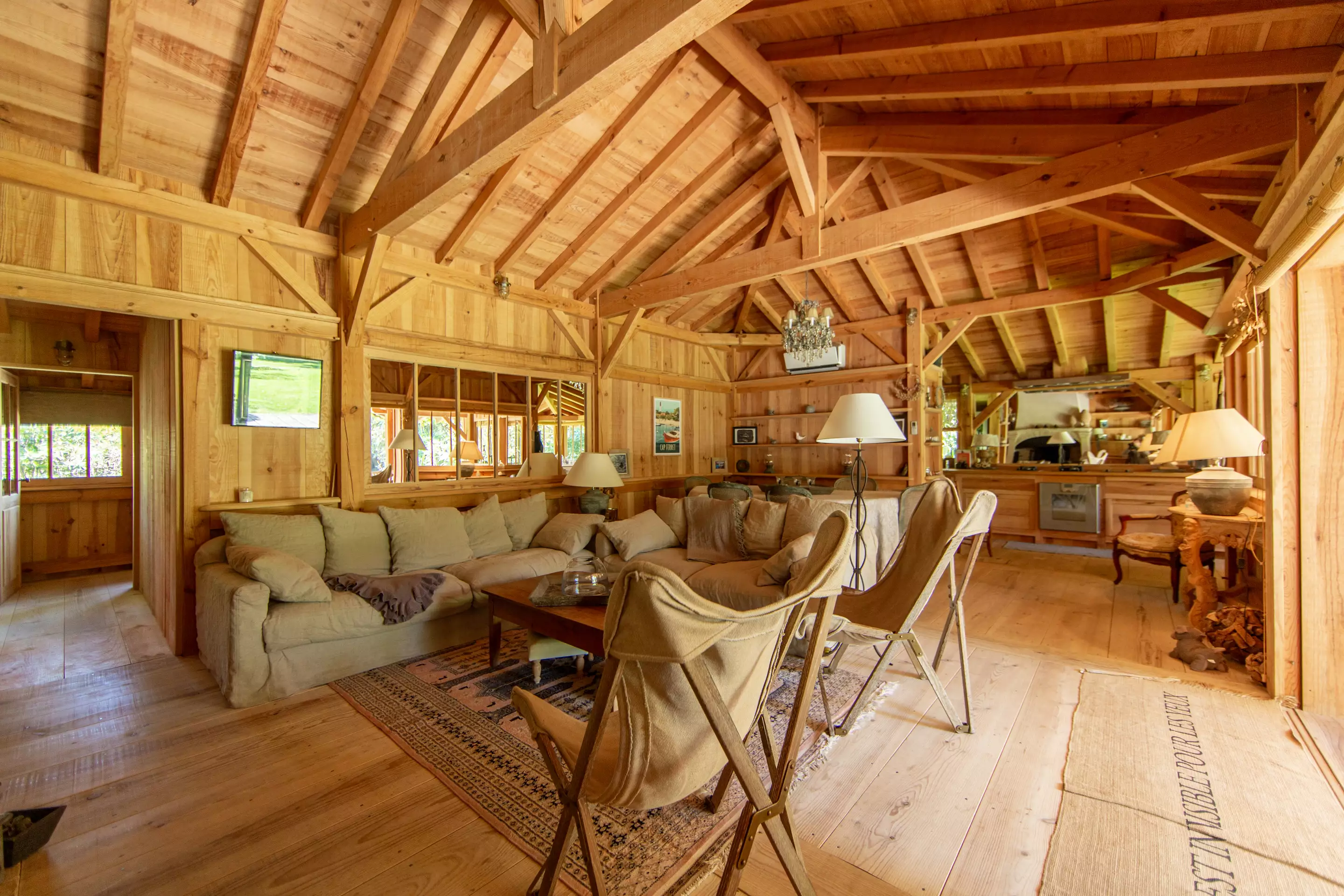 salon maison en bois à louer Cap Ferret 