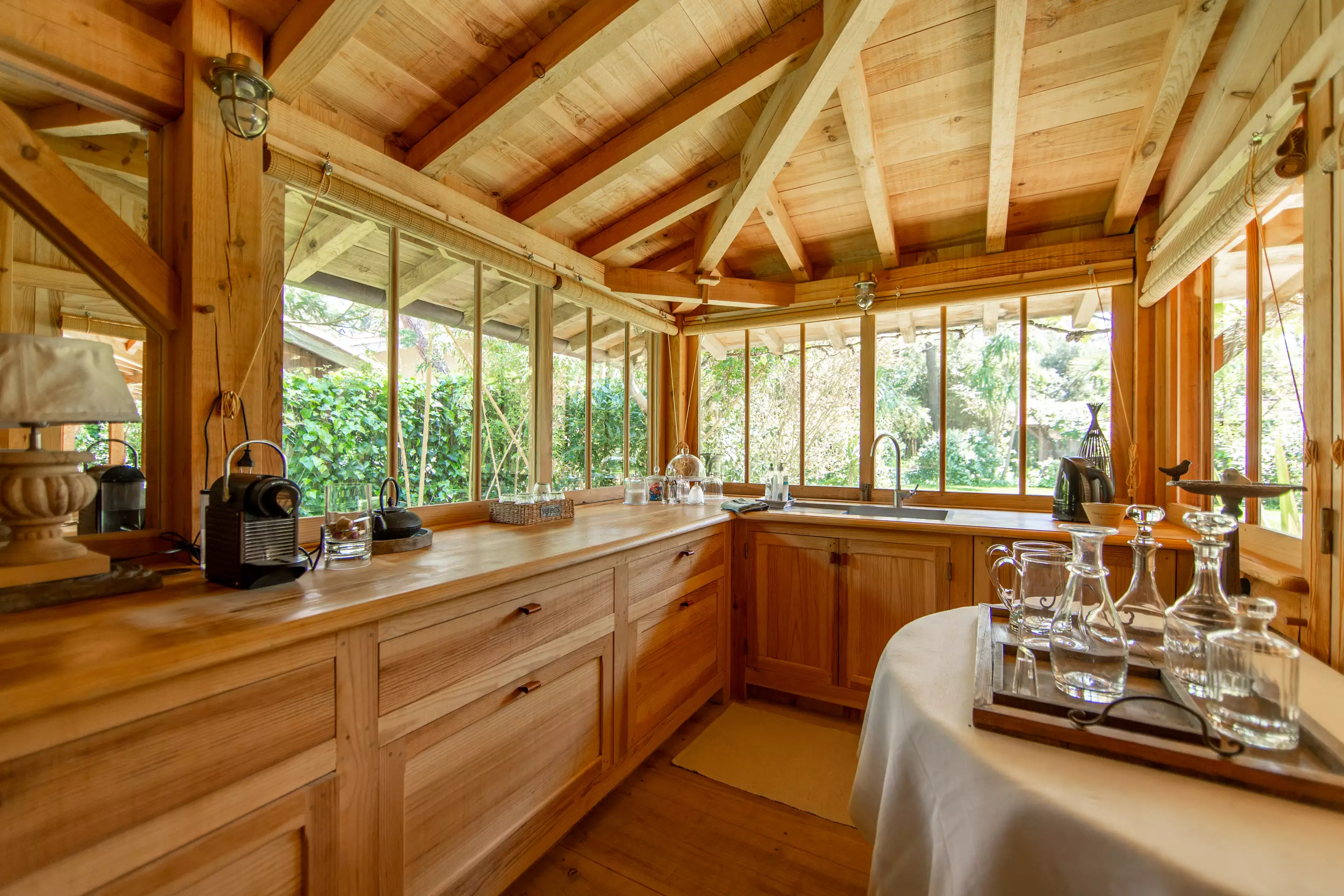 cuisine maison en bois à louer Cap Ferret 