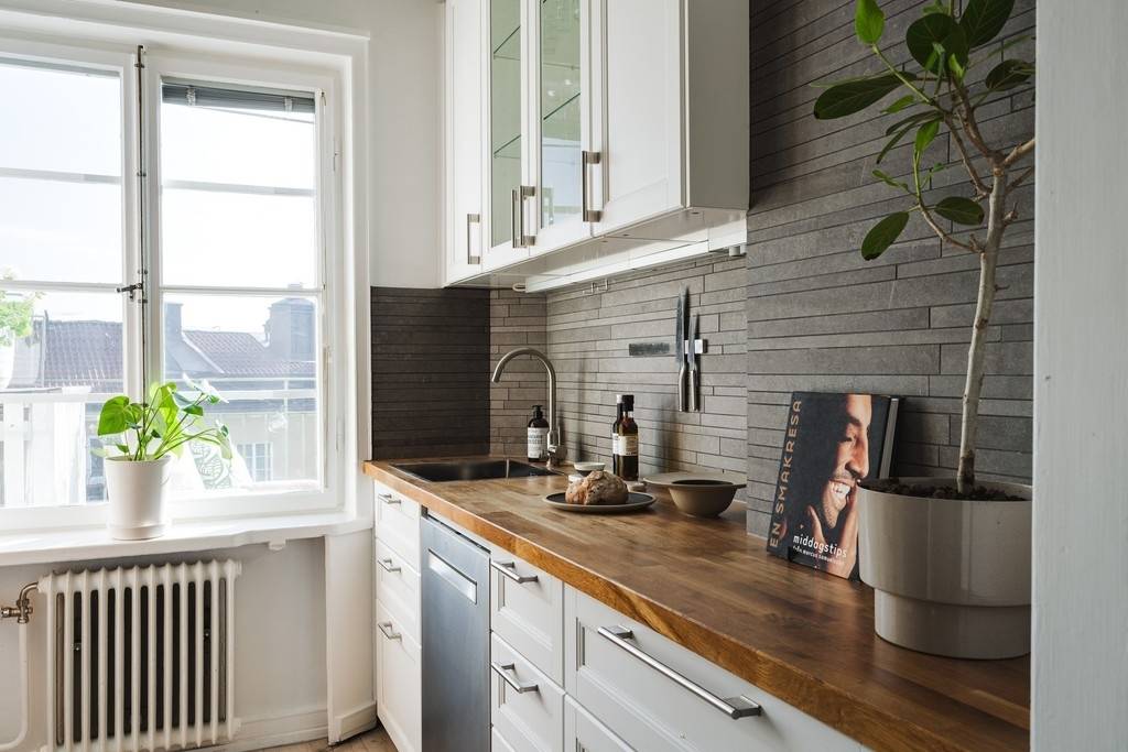 cuisine blanche et bois studio 32m2