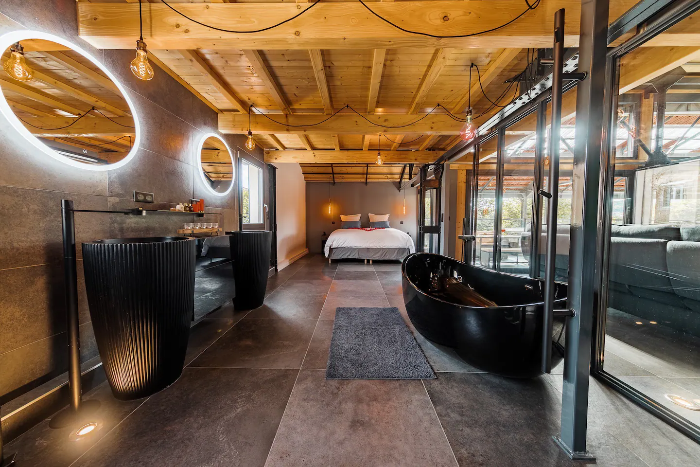 chambre avec salle de bain design noire ouverte chambre avec salle de bain design noire ouverte