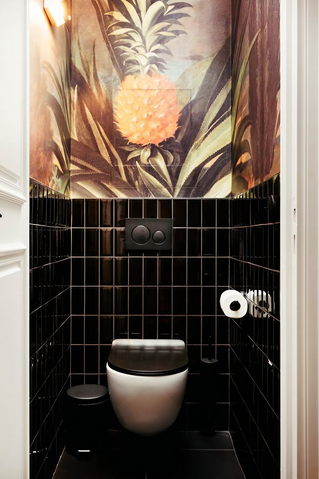toilettes avec papier-peint appartement 50m2 Paris toilettes avec papier-peint appartement 50m2 Paris