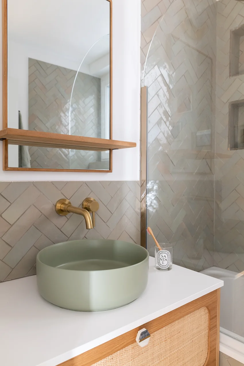salle de bain vert et bois salle de bain vert et bois