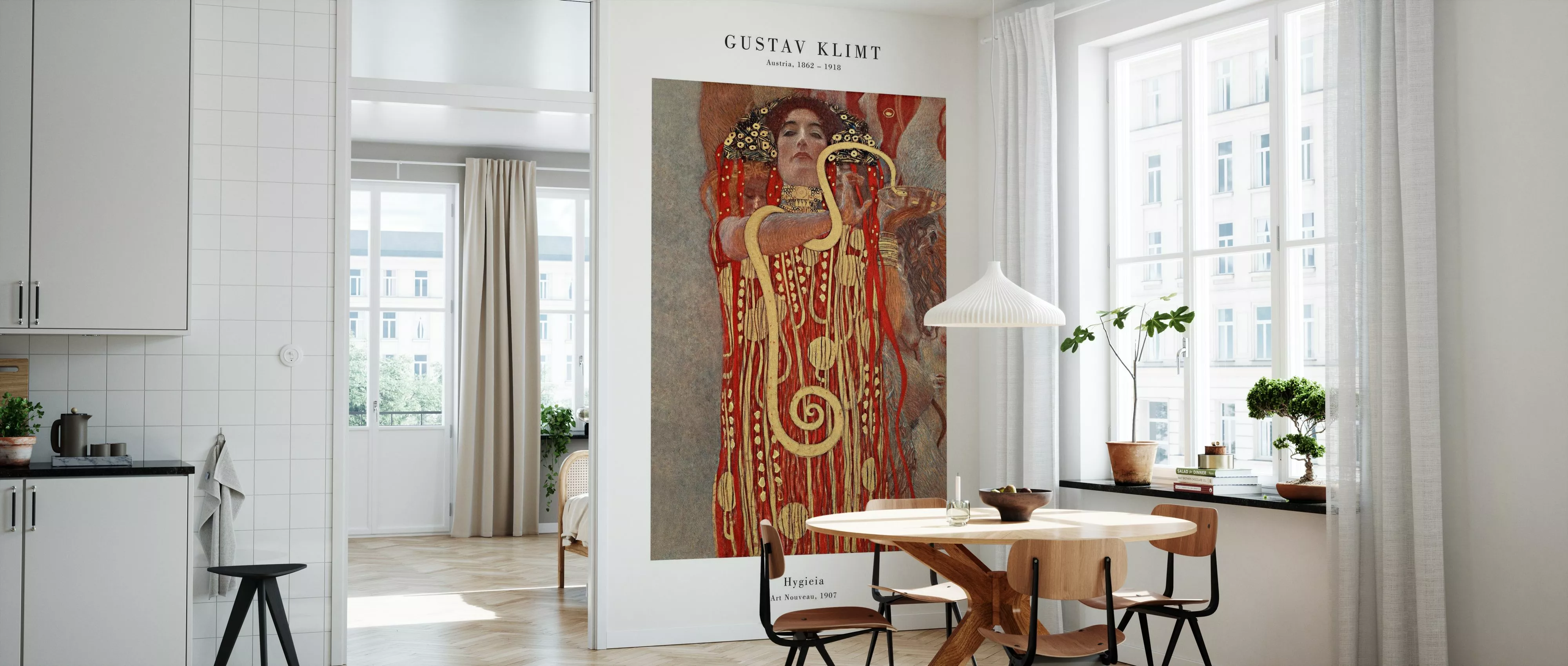 cuisine décoration design avec papier-peint panoramique Photowall Klimt