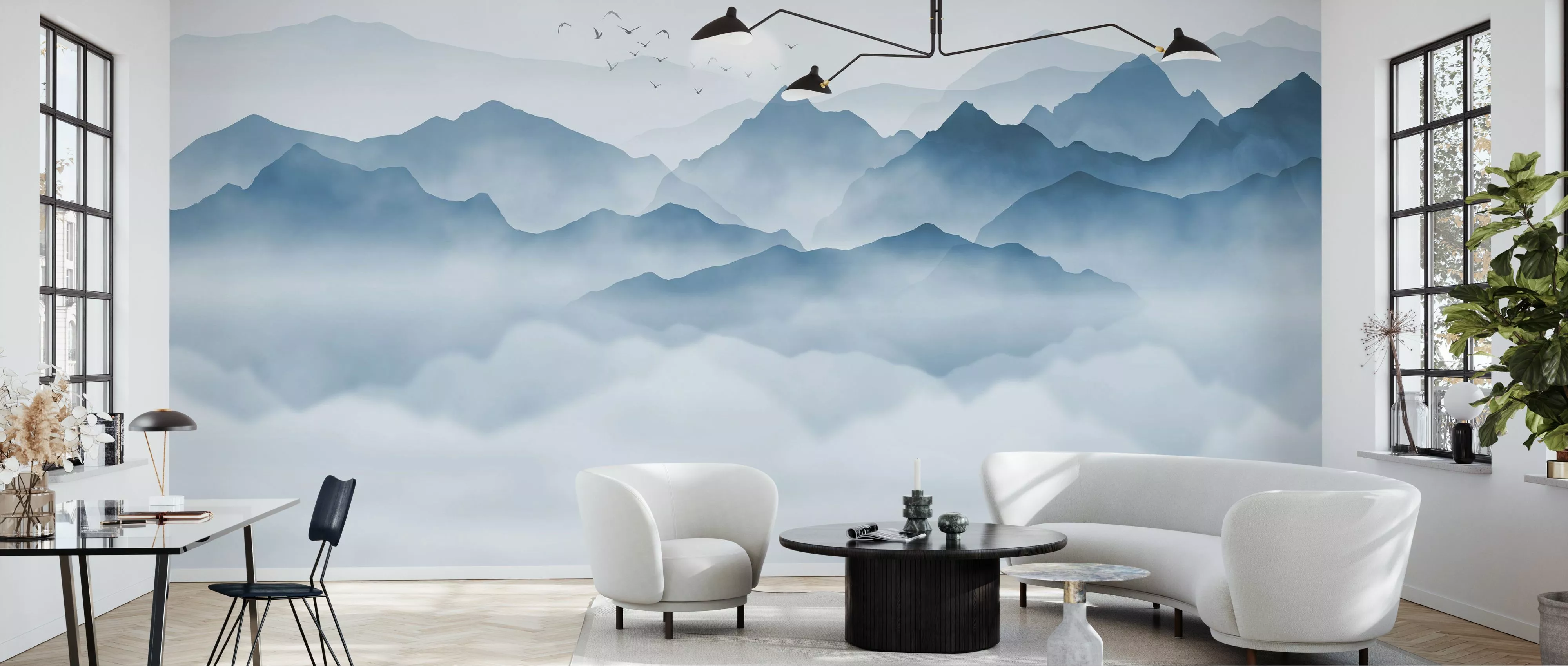 salon décoration design avec papier-peint panoramique Photowall