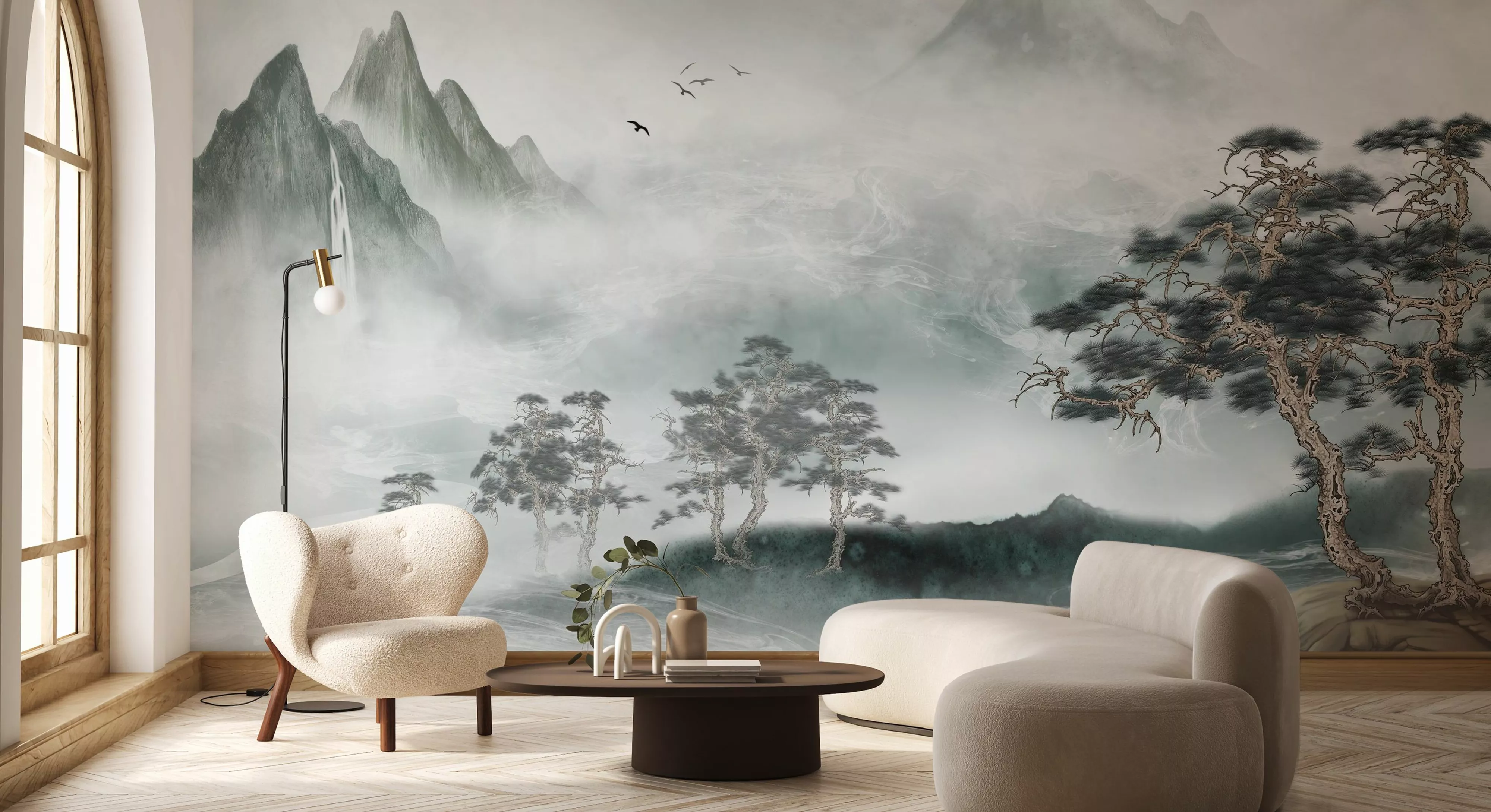 salon décoration design avec papier-peint panoramique Photowall