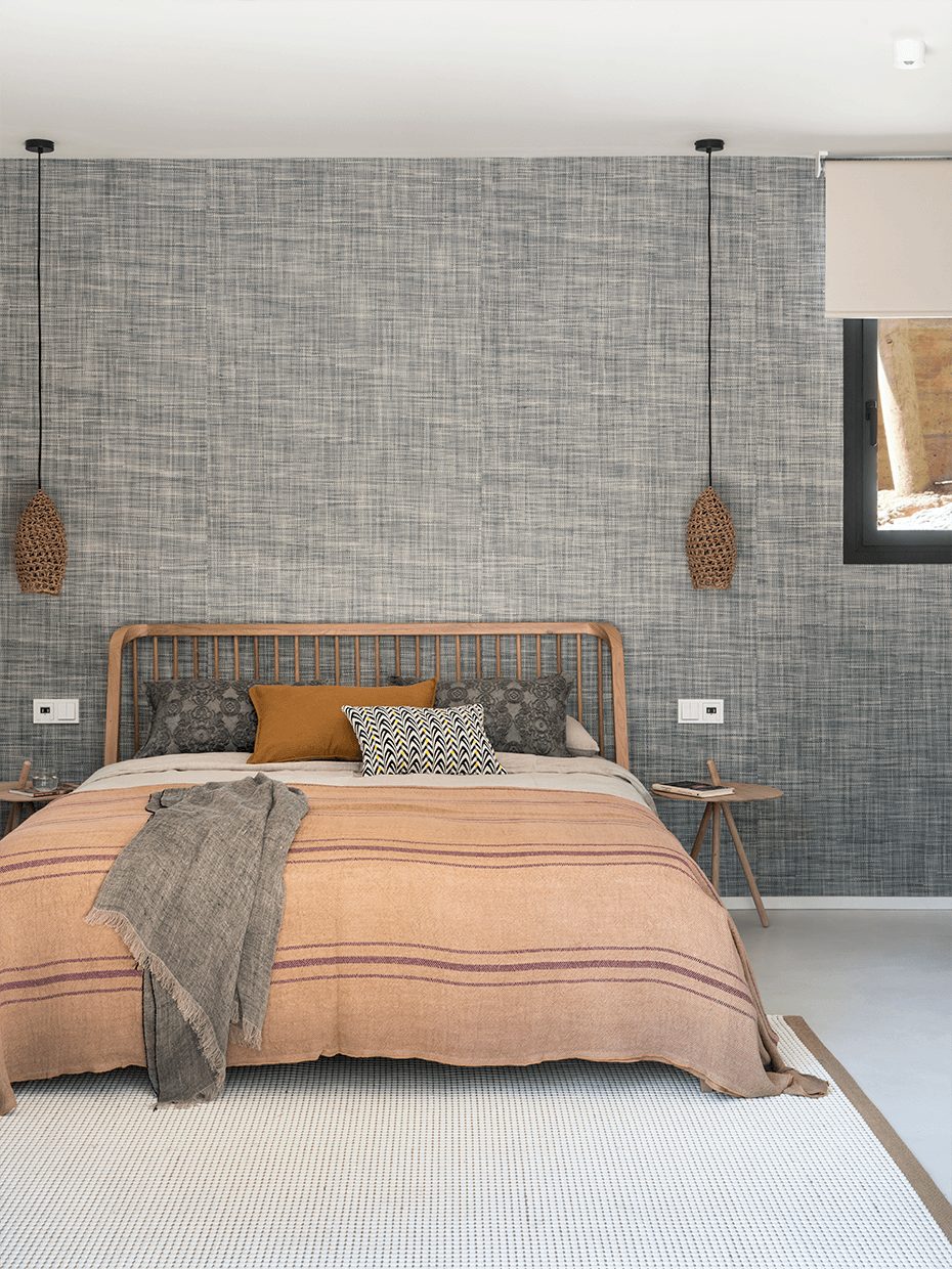 chambre mur gris décoration contemporaine