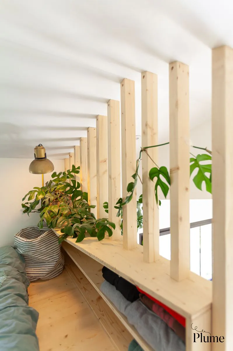 chambre sur mezzanine tiny house française Plume chambre sur mezzanine tiny house française Plume