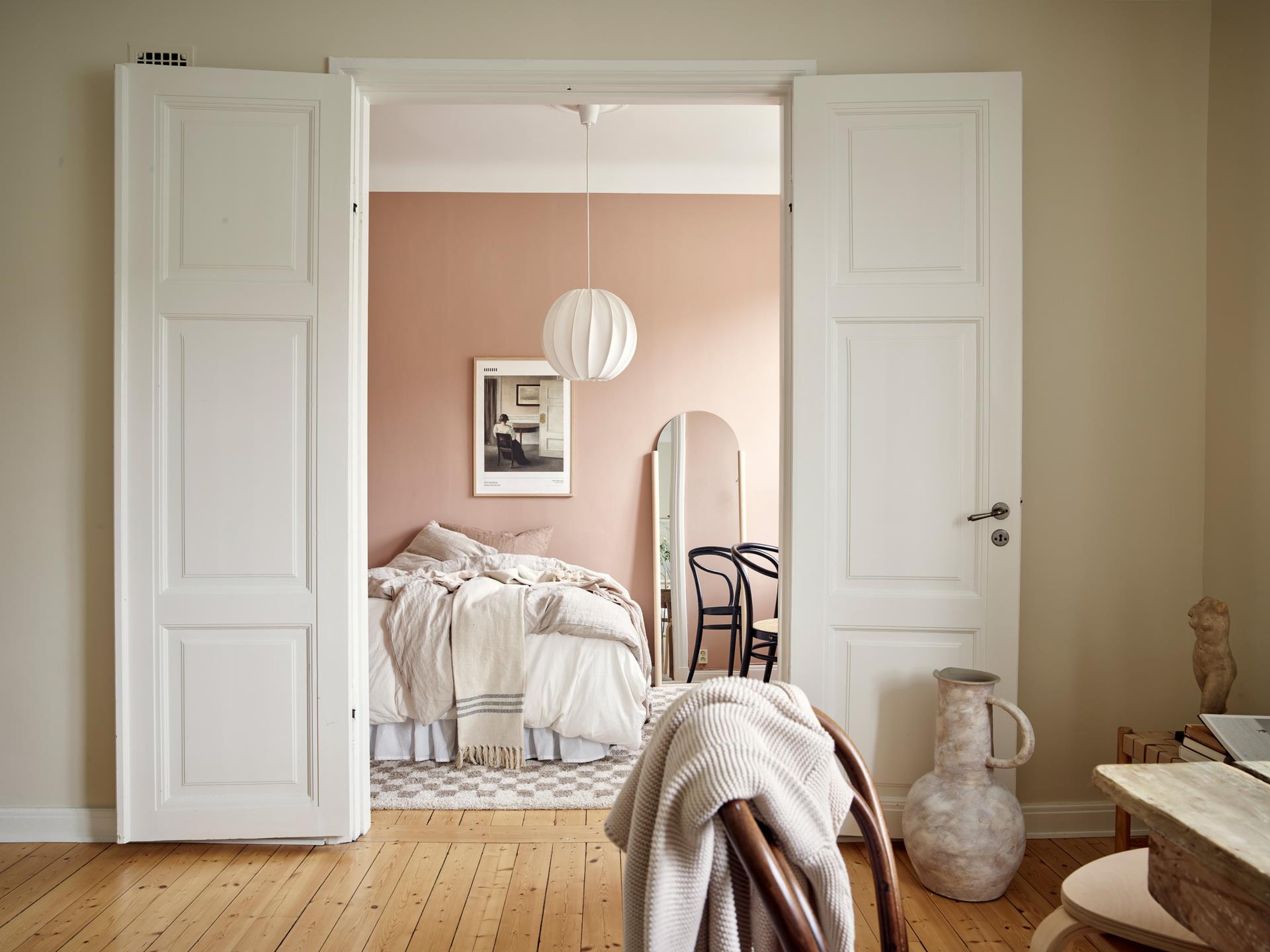 chambre rose décoration scandinave pastel