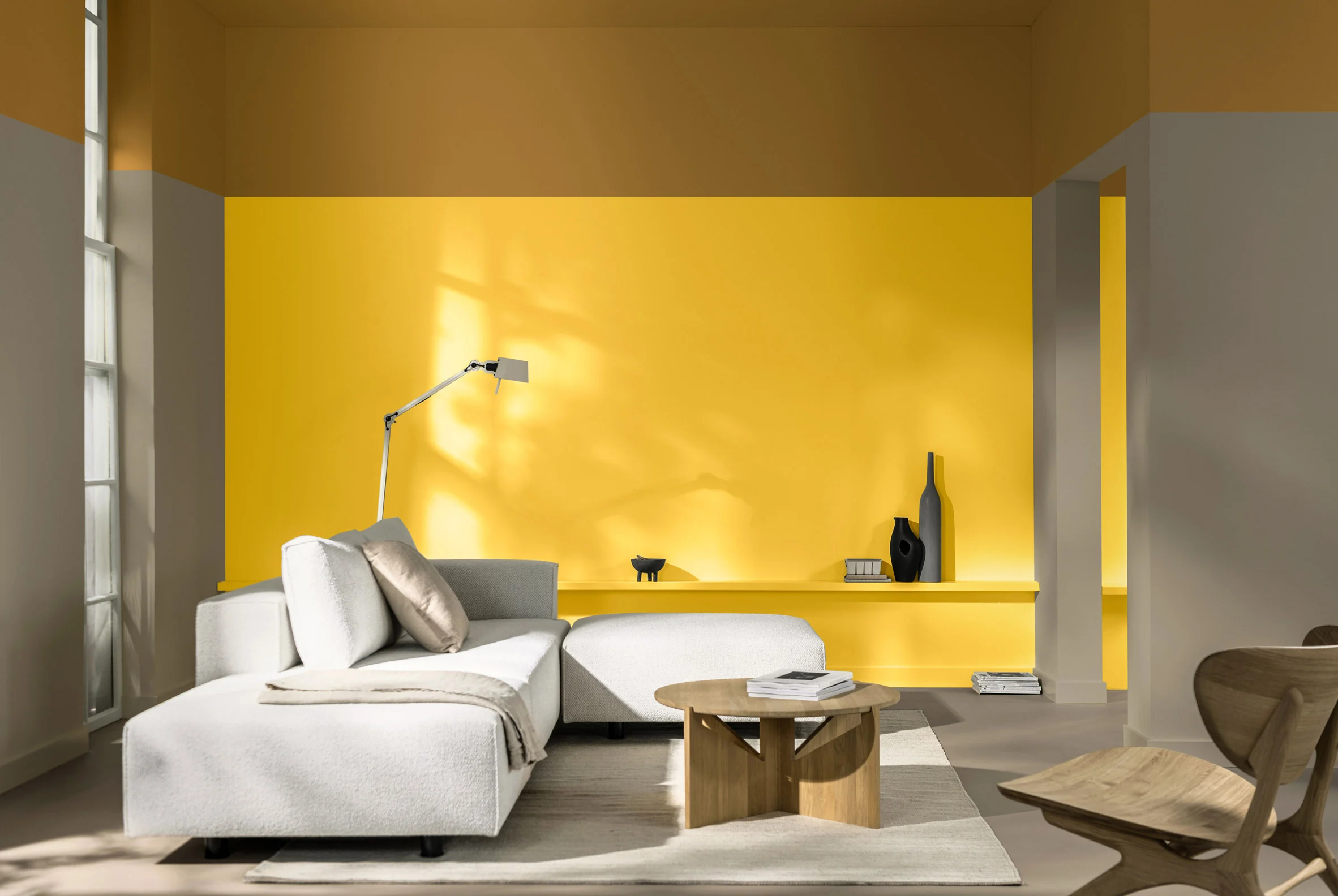 salon design mur jaune Eclat de Joie Dulux valentine couleur de l salon design mur jaune Eclat de Joie Dulux valentine couleur de l'année 2025