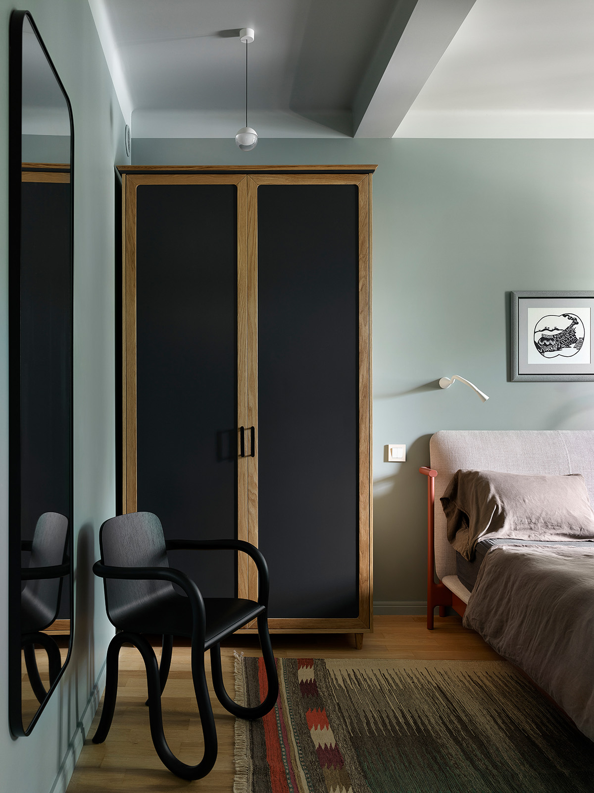 chambre mur vert décoration contemporaine