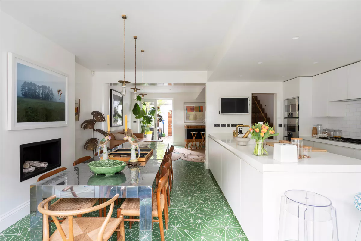 cuisine avec carrelage dandelion vert