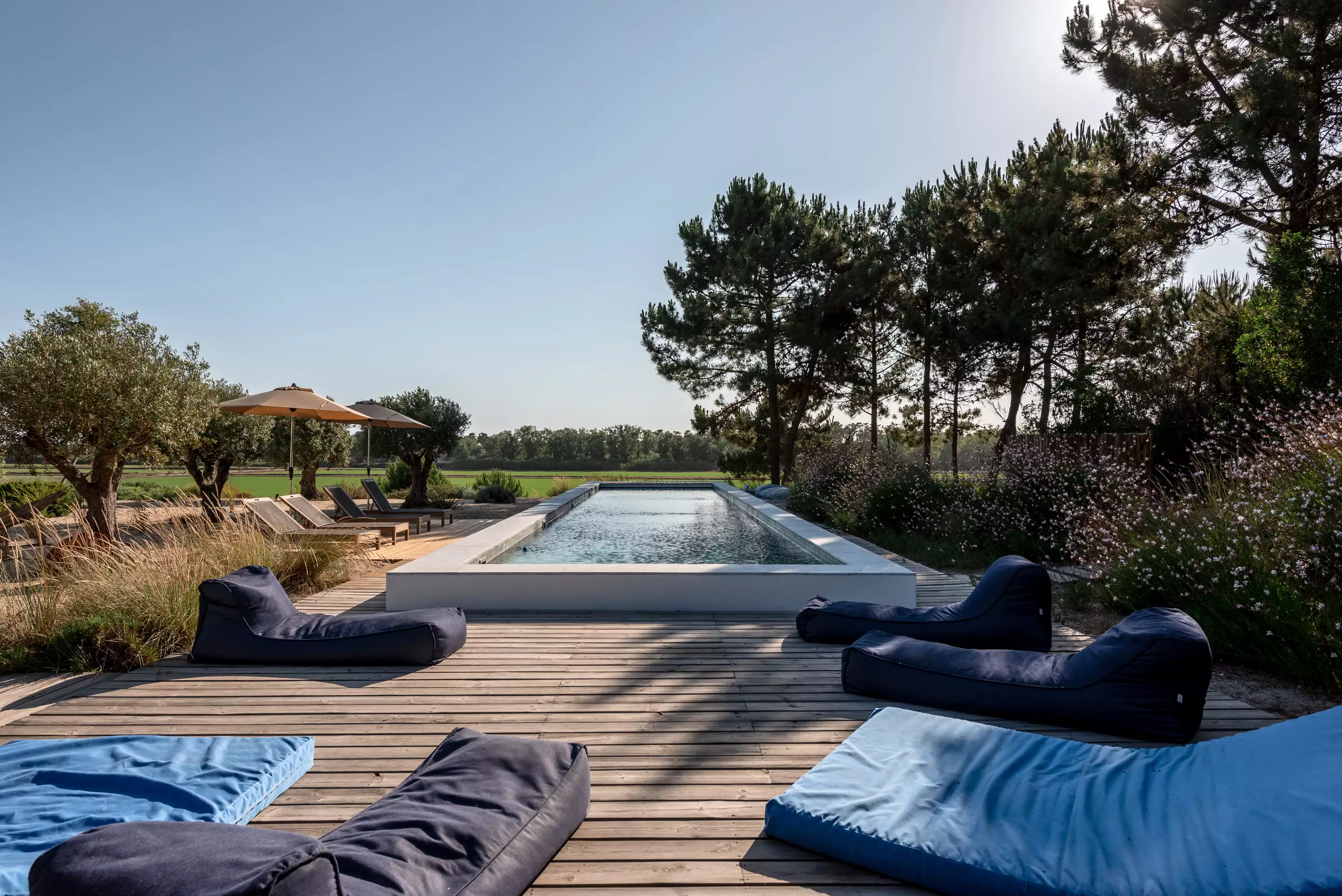 terrasse avec piscine maison Comporta