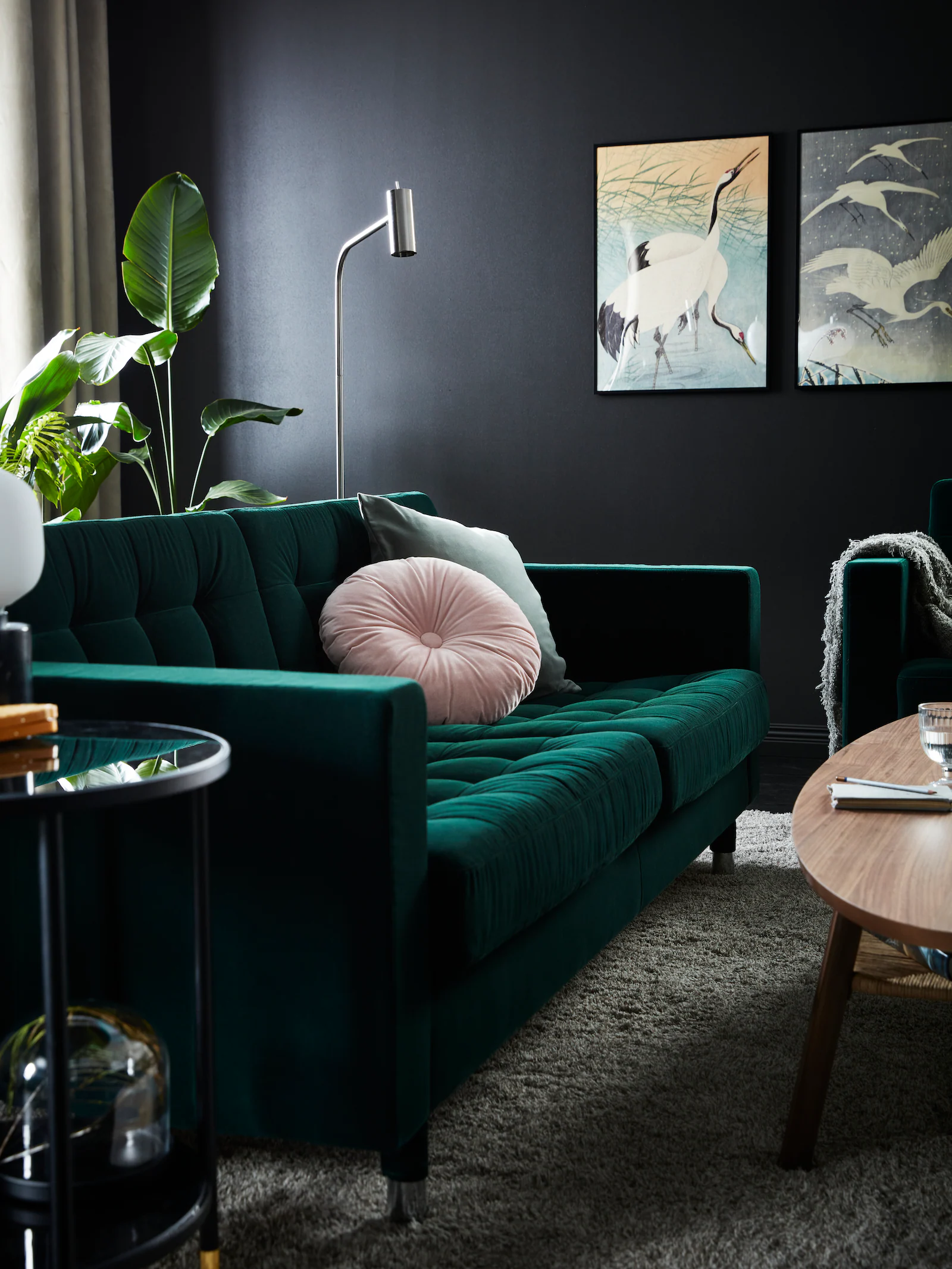 salon IKEA décoration vintage avec canapé vert salon IKEA décoration vintage avec canapé vert