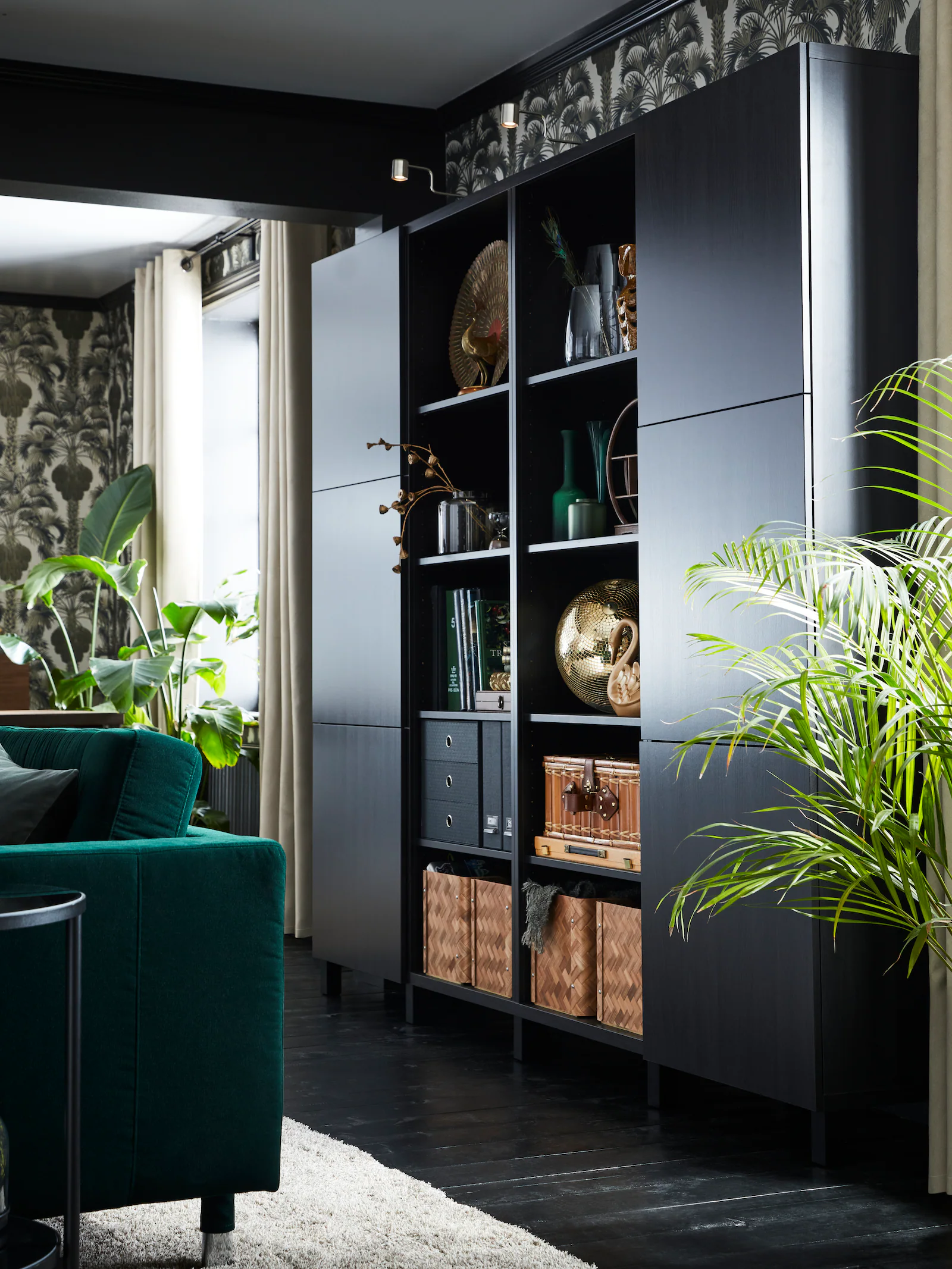 salon IKEA décoration vintage avec canapé vert salon IKEA décoration vintage avec canapé vert