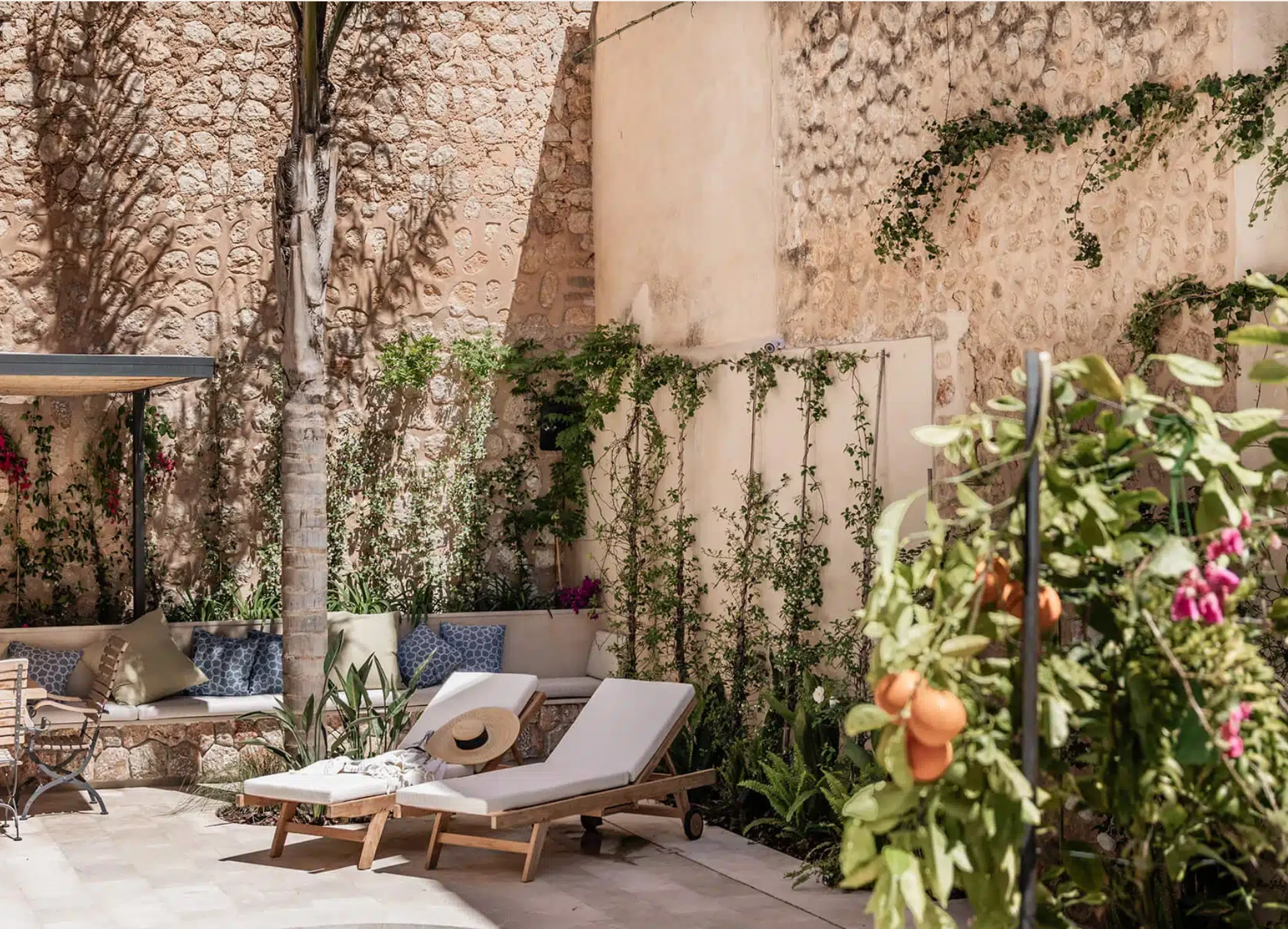 jardin maison en pierres