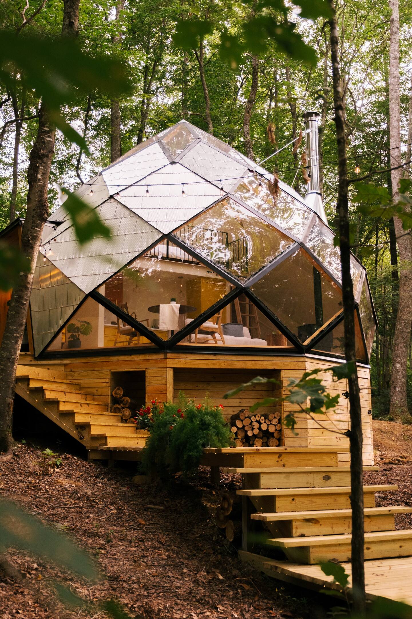 petite maison au dôme de verre dans la forêt The Laurel Zome petite maison au dôme de verre dans la forêt The Laurel Zome