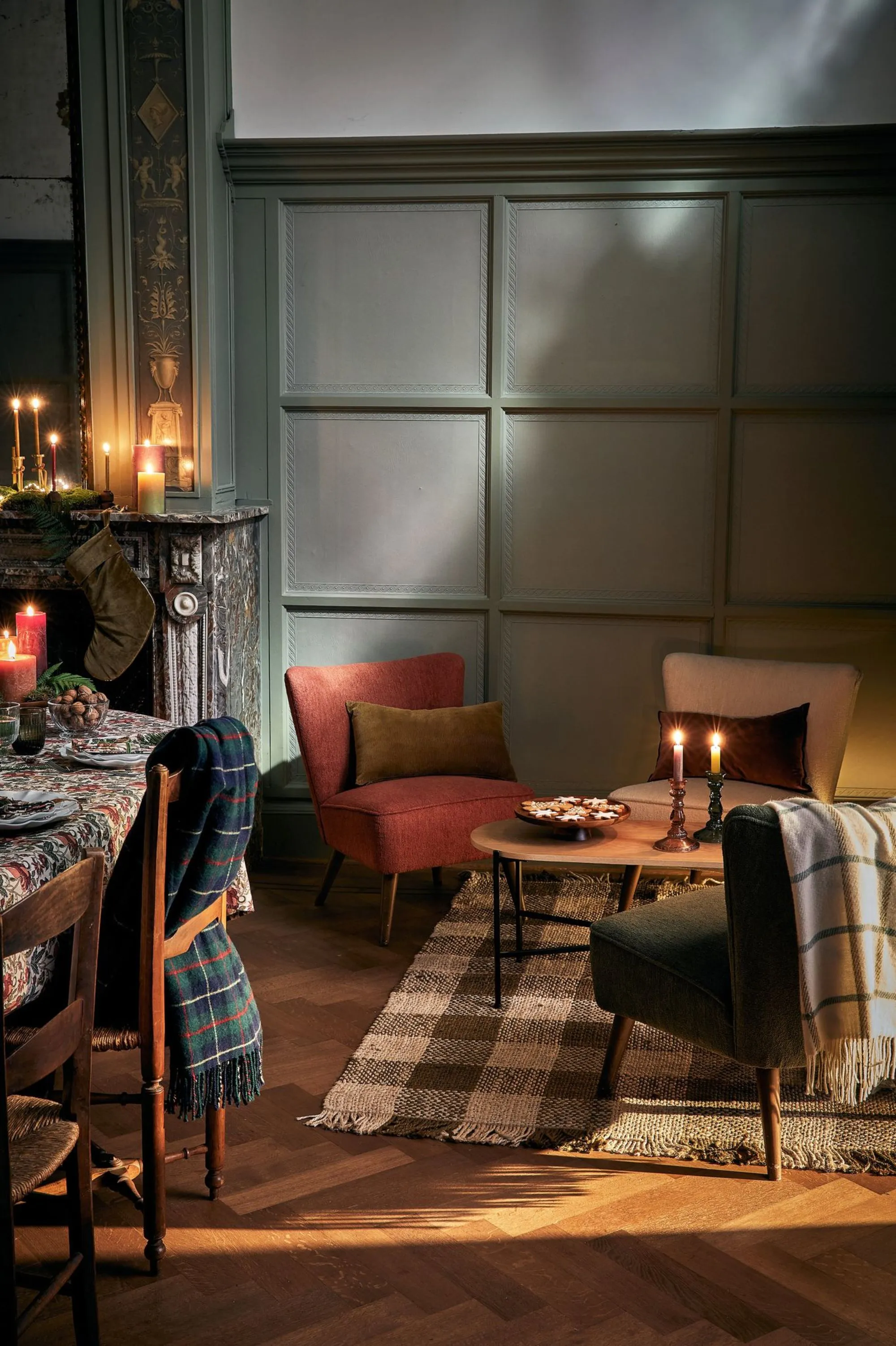 salon rouge et vert décoration Noël Cyrillus
