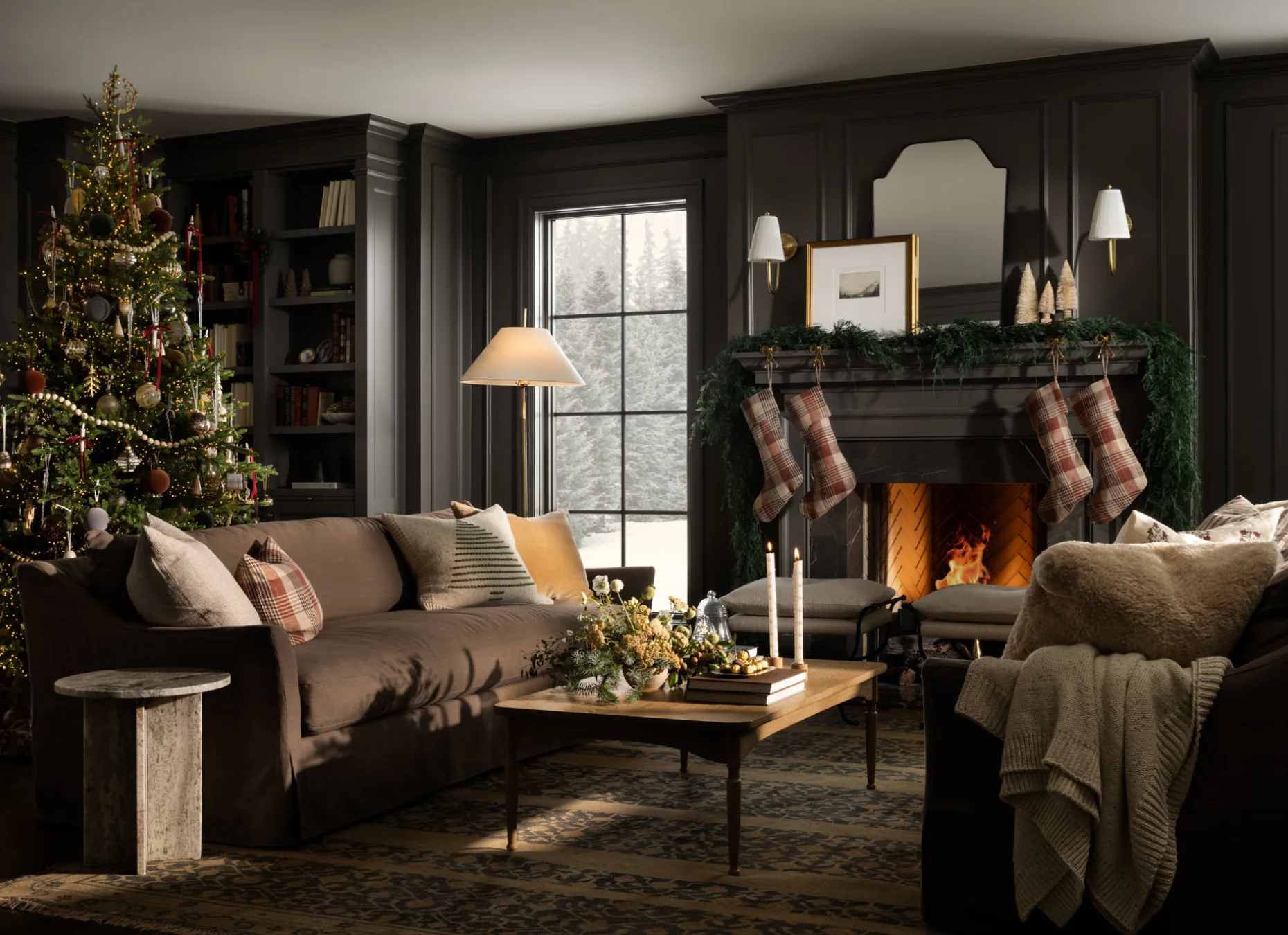 salon avec décoration Noël Studio McGee
