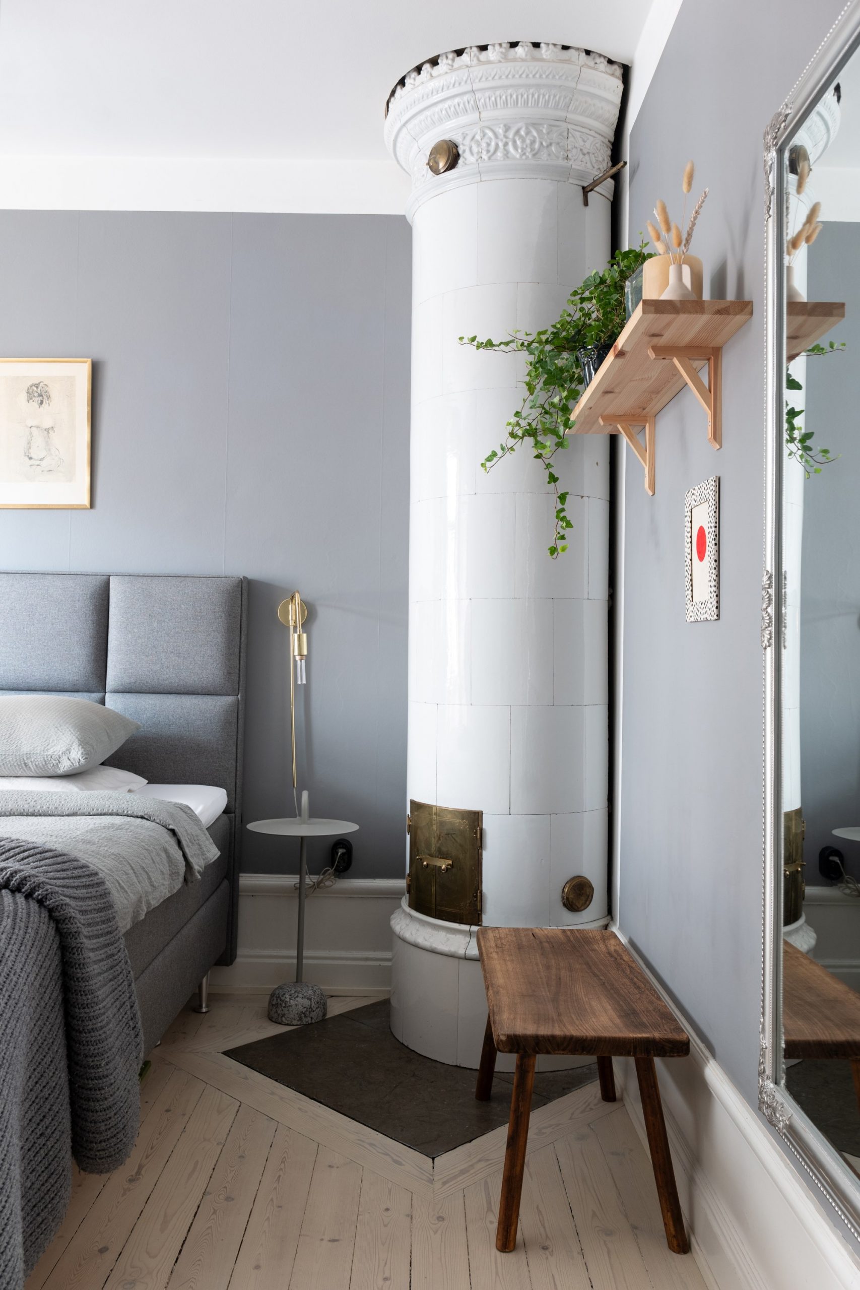 chambre décoration vintage deux-pièces de 54m2 avec cheminée scandinave chambre décoration vintage deux-pièces de 54m2 avec cheminée scandinave