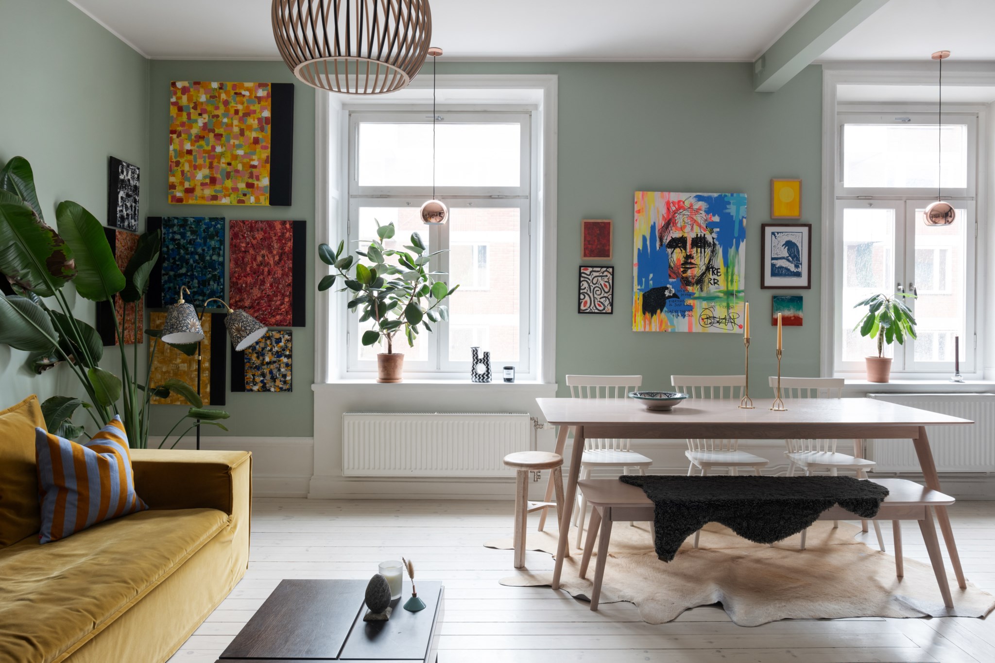 salon et salle à manger murs verts deux-pièces de 54m2 salon et salle à manger murs verts deux-pièces de 54m2