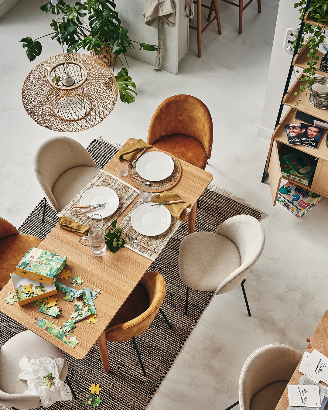 salle à manger décoration naturelle maison décorée par Alinea