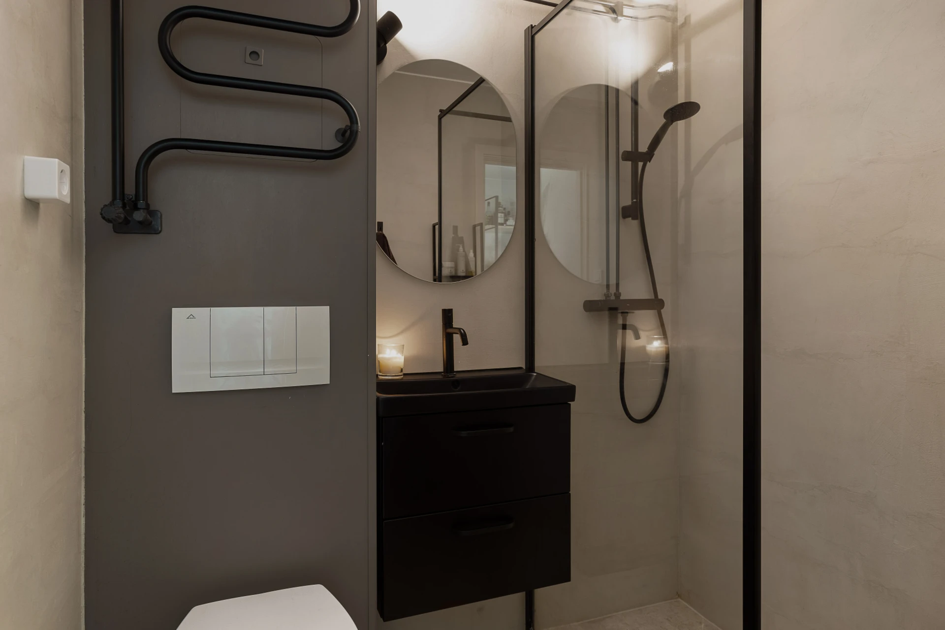 salle de bain grise décoration contemporaine appartement 73m2 salle de bain grise décoration contemporaine appartement 73m2