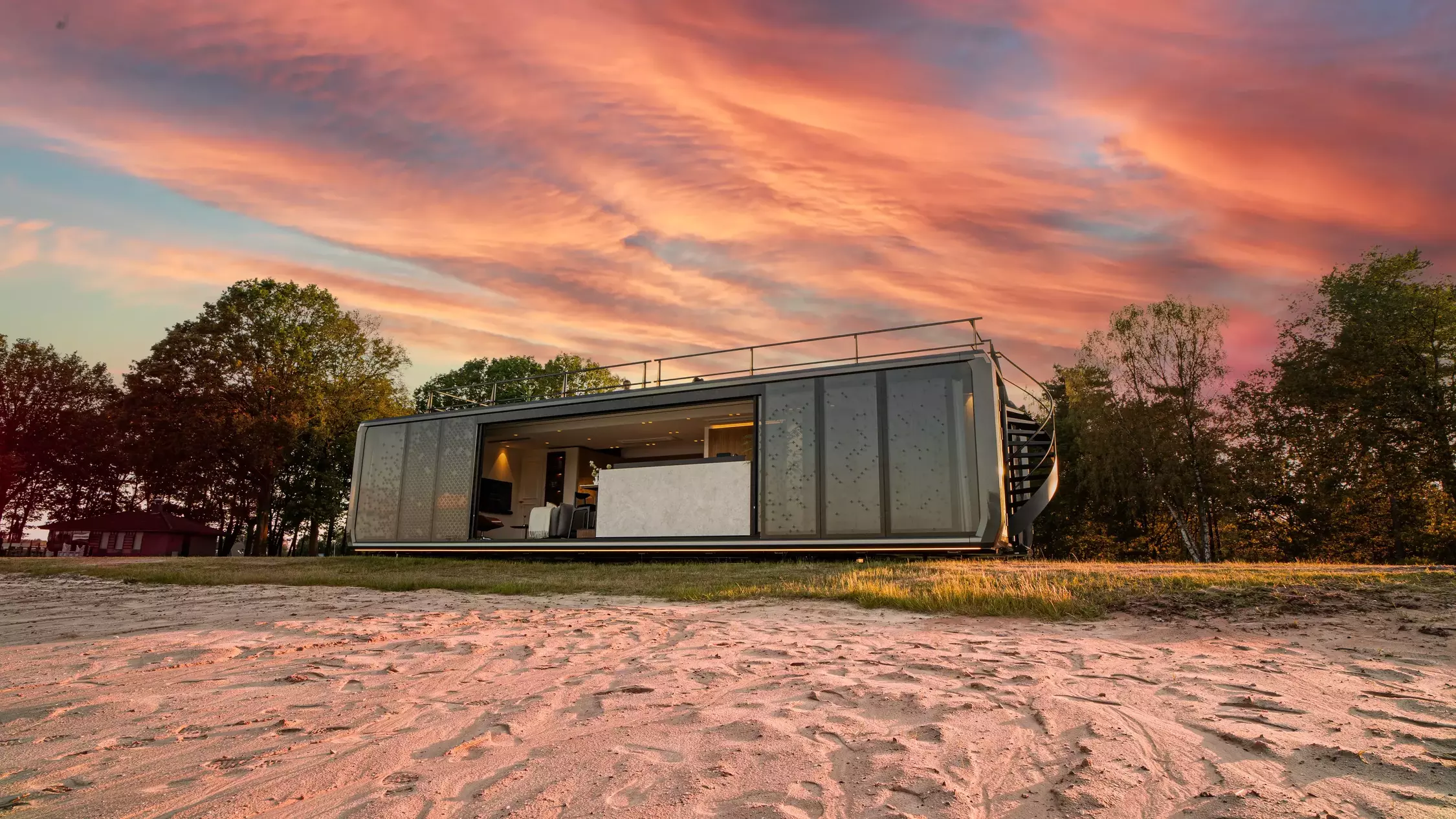 tiny house contemporaine 60m2 Expandable Trailers