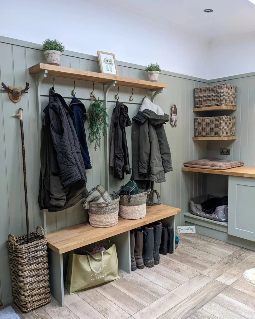 entrée murs couleur neutre French Gray Farrow & Ball