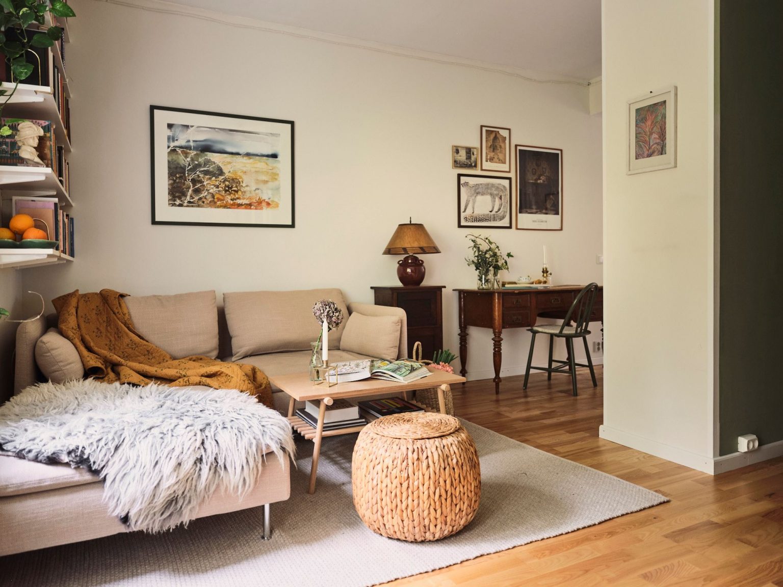 salon appartement 38m2 décoration vintage et scandinave