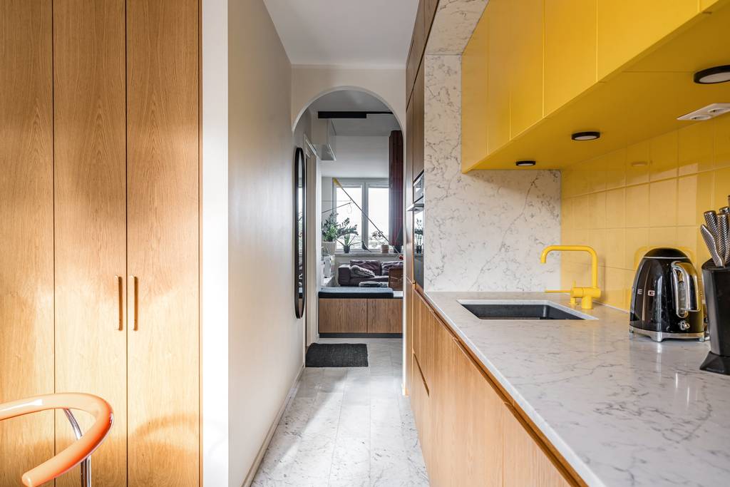 cuisine jaune appartement 87m2