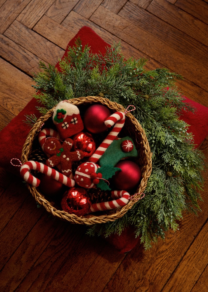 décoration sapin rouge et verte