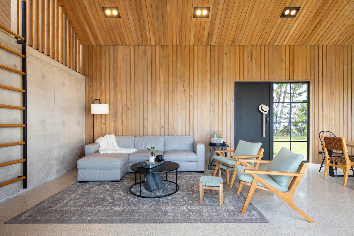 salon double hauteur maison contemporaine en bois salon double hauteur maison contemporaine en bois