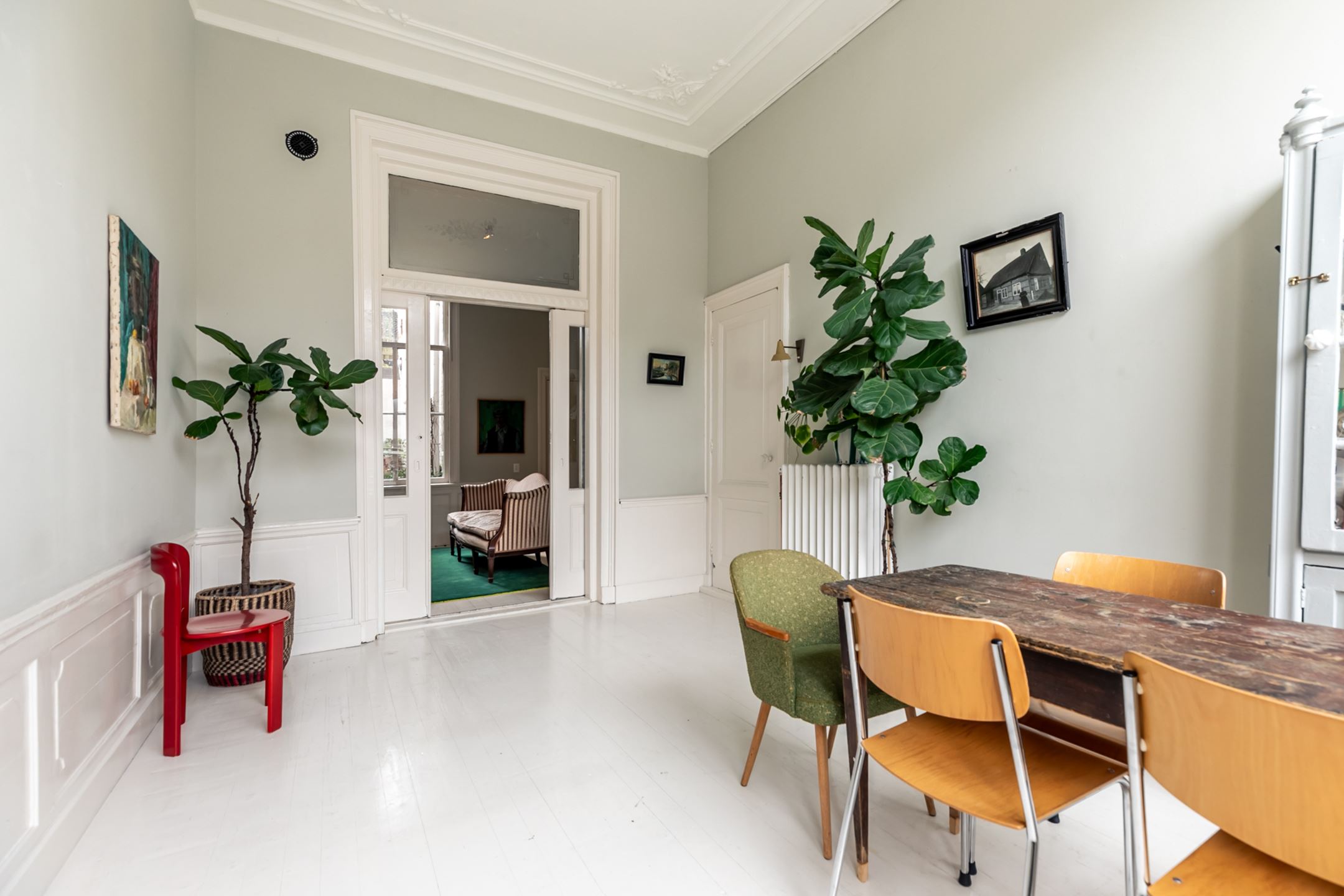 salle à manger parquet blanc