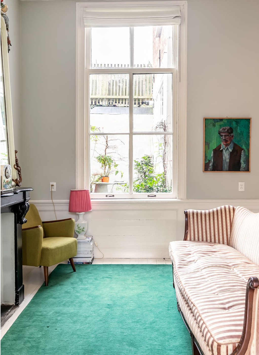 salon avec cheminée petite maison de ville 62m2 décoration vintage