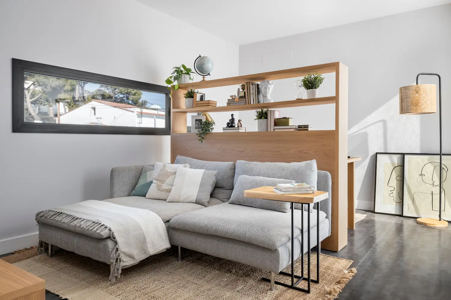 salon avec espace bureau appartement 39m2