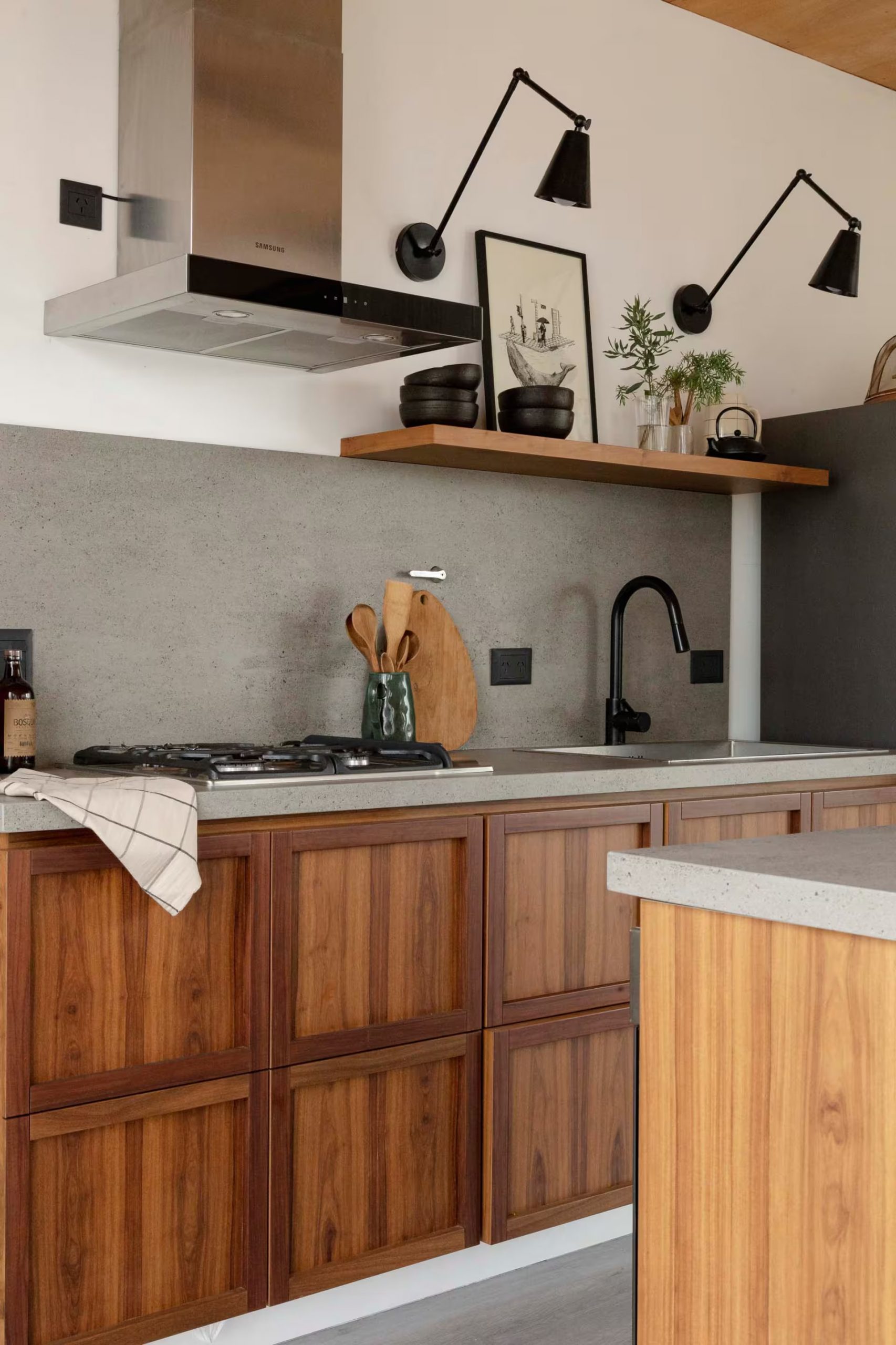 cuisine ouverte bois contemporaine maison préfabriquée cuisine ouverte bois contemporaine maison préfabriquée