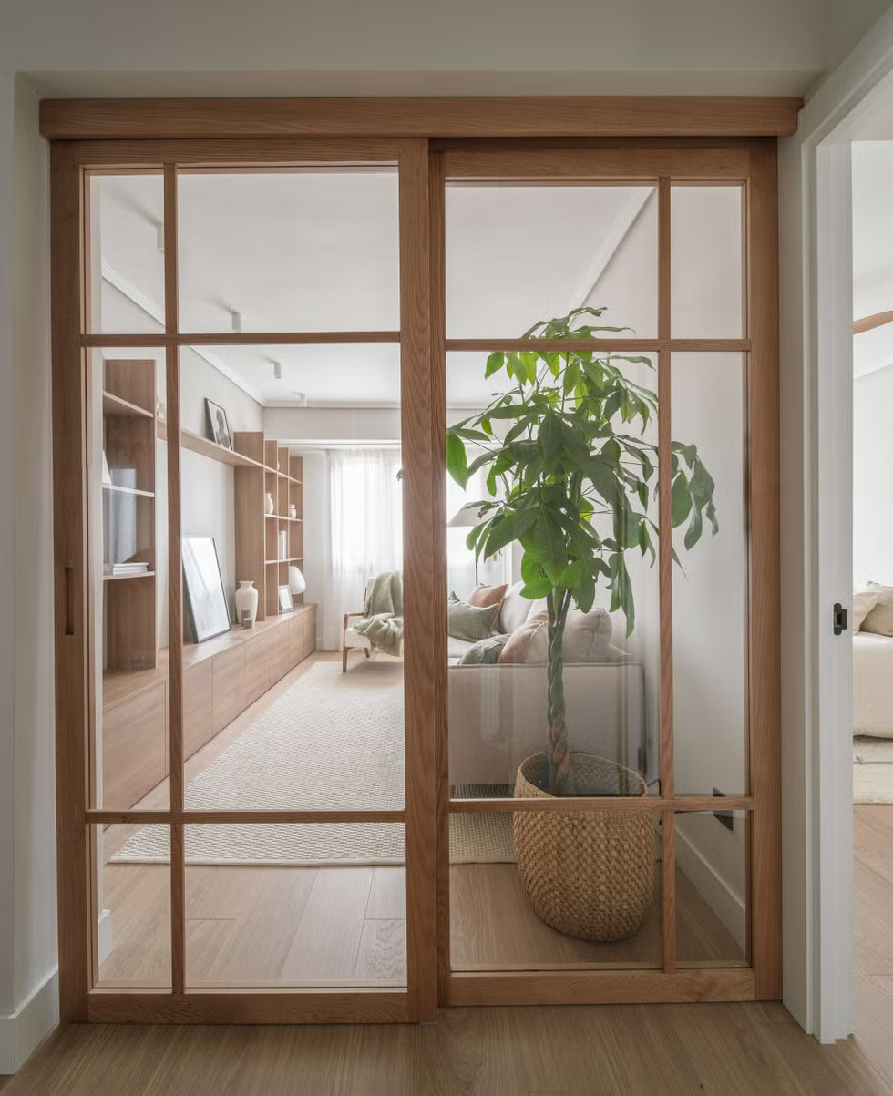 salon décoration contemporaine naturelle deux-pièces 50m2 avec porte verrière salon décoration contemporaine naturelle deux-pièces 50m2 avec porte verrière